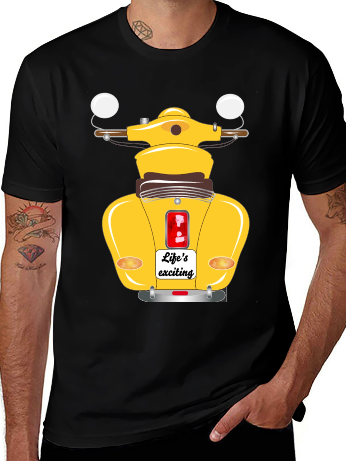 Variant 15 of Life's Exciting Scooter Graphic Tee - Black