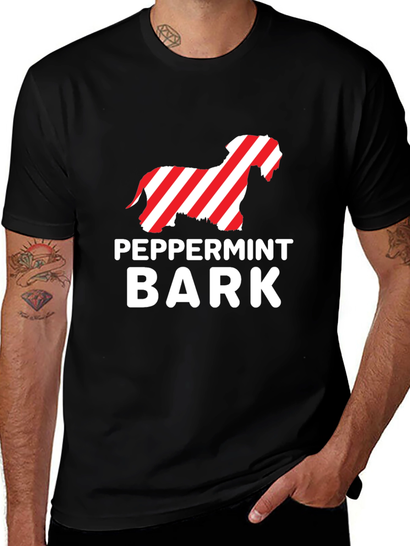 Peppermint Bark Dog T-Shirt - Holiday Gift