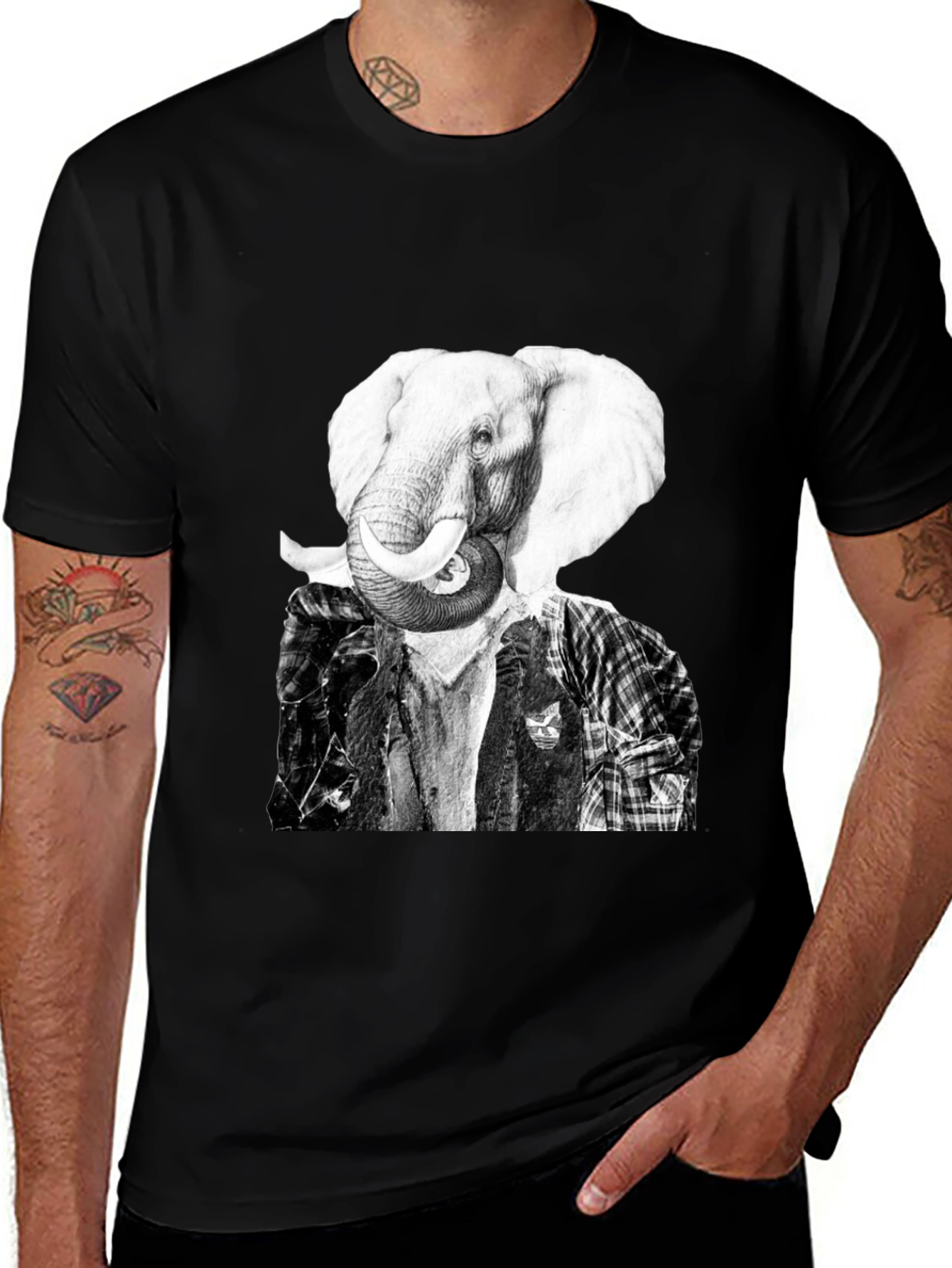 Variant 27 of Elephant Head Graphic T-Shirt - Unique Animal Tee