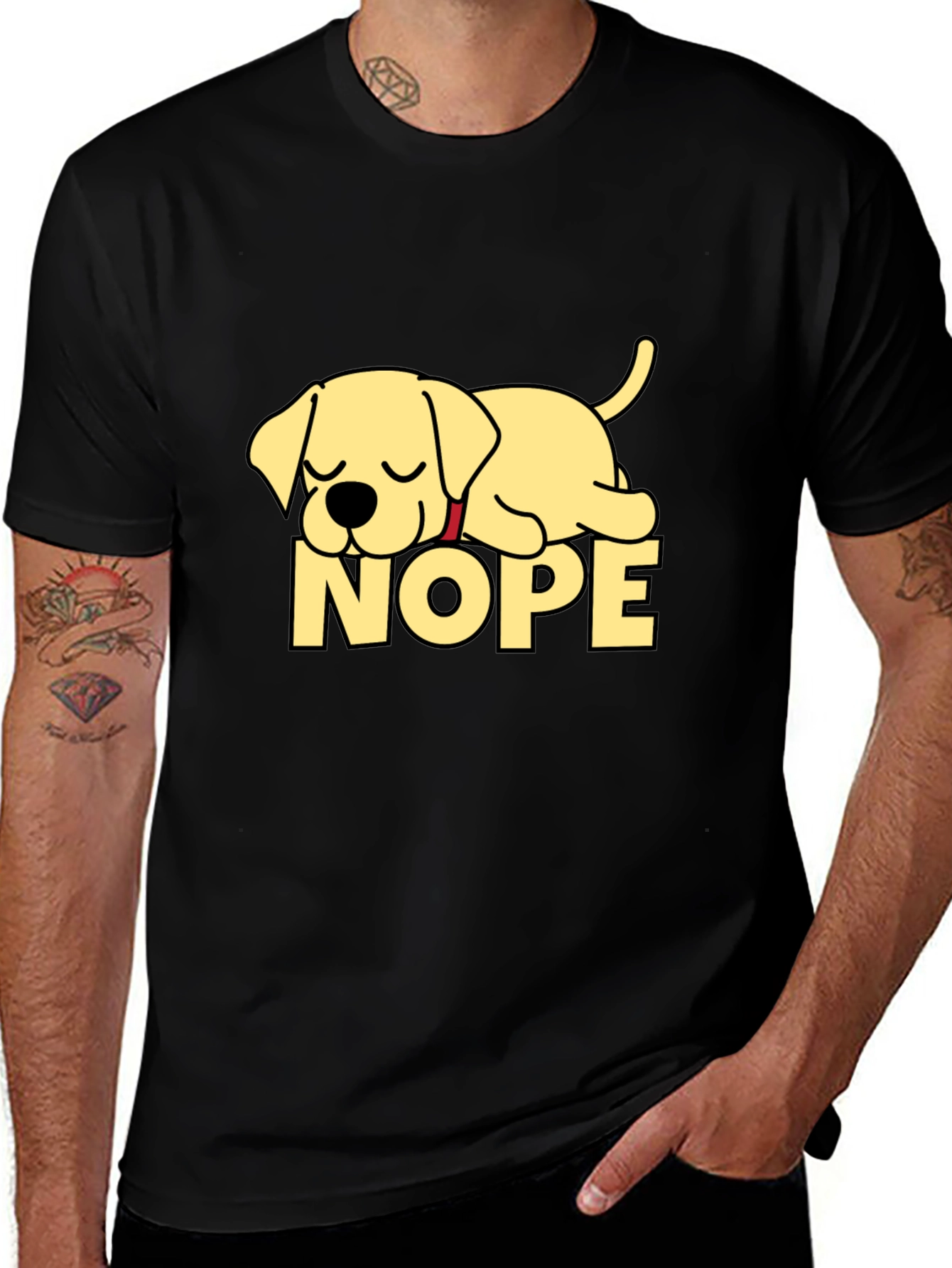 Variant 13 of Nope Lazy Dog Black T-Shirt