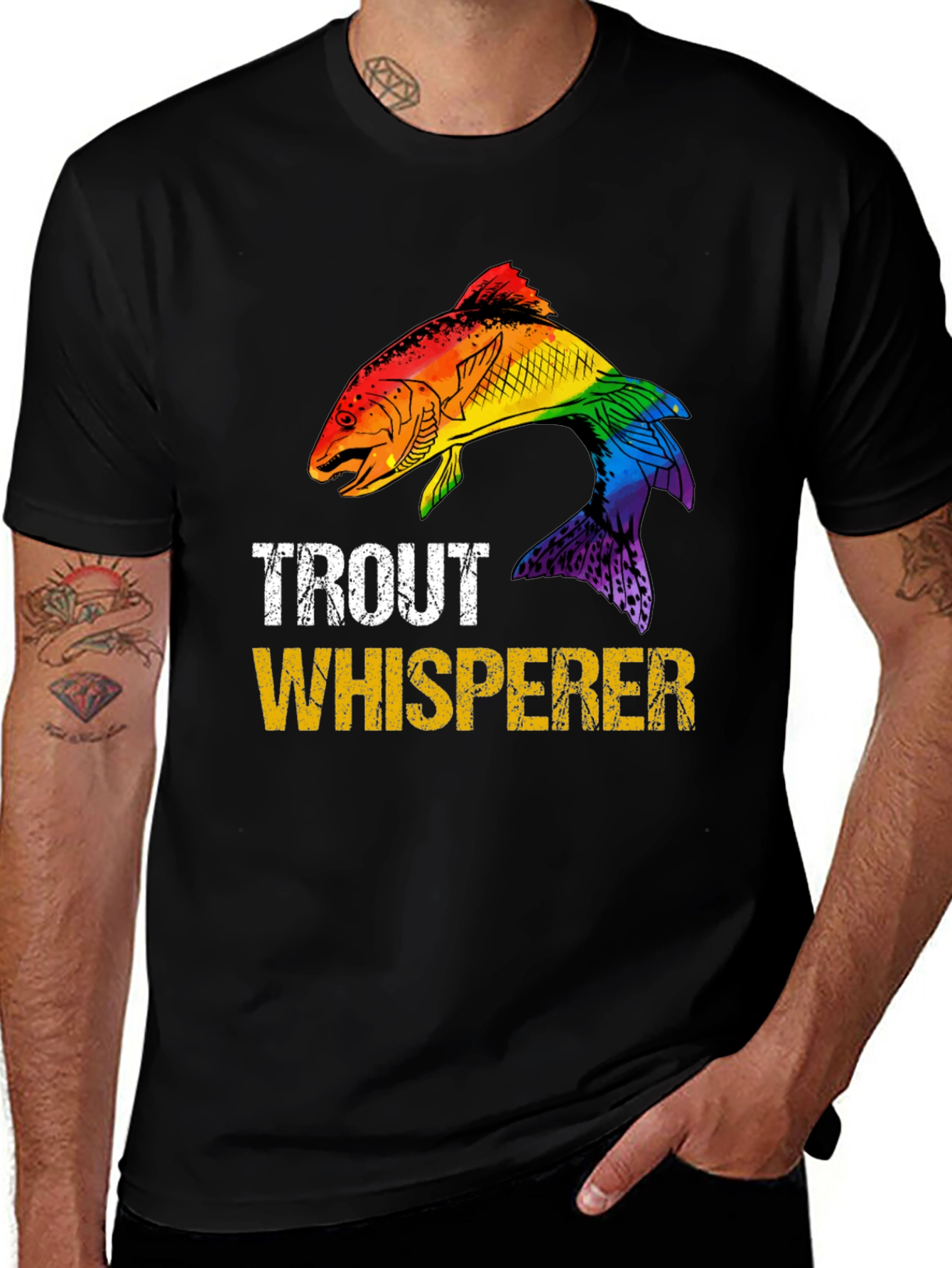 Variant 17 of Trout Whisperer Rainbow Fish Graphic T-Shirt