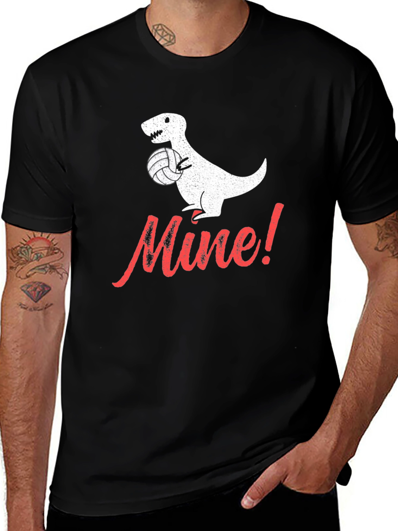 Variant 25 of Dino Volleyball T-Shirt - "Mine!" Graphic Tee