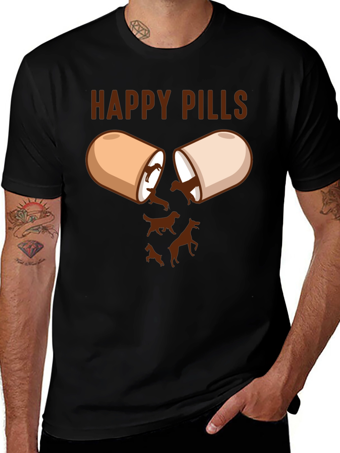 Happy Pills Dog T-Shirt Funny Canine Lover Tee