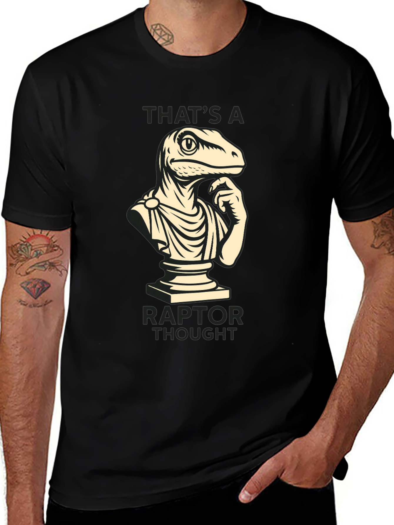Variant 25 of Raptor Thought T-Shirt - Humorous Dino Tee
