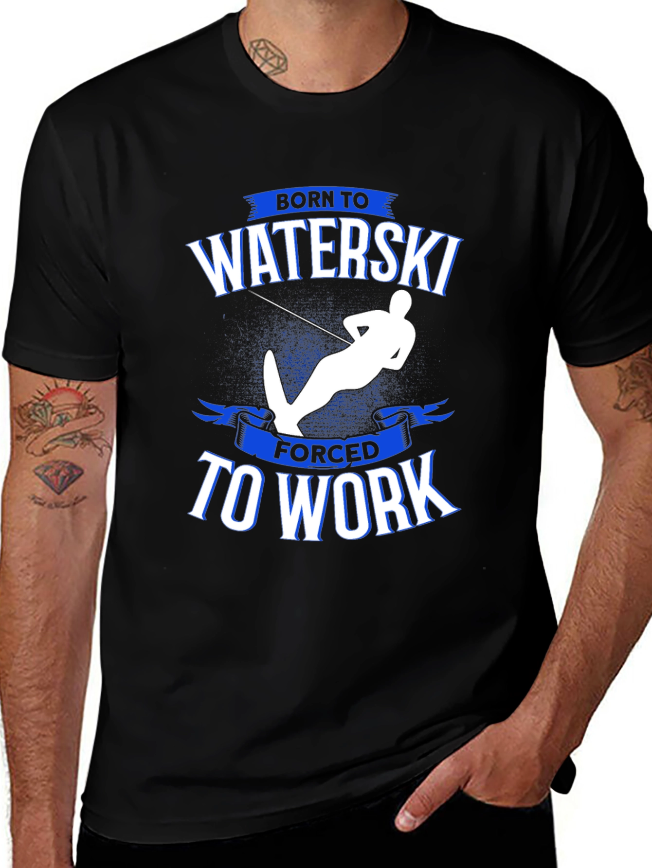 Variant 22 of Born to Waterski T-Shirt - Funny Hobby Tee