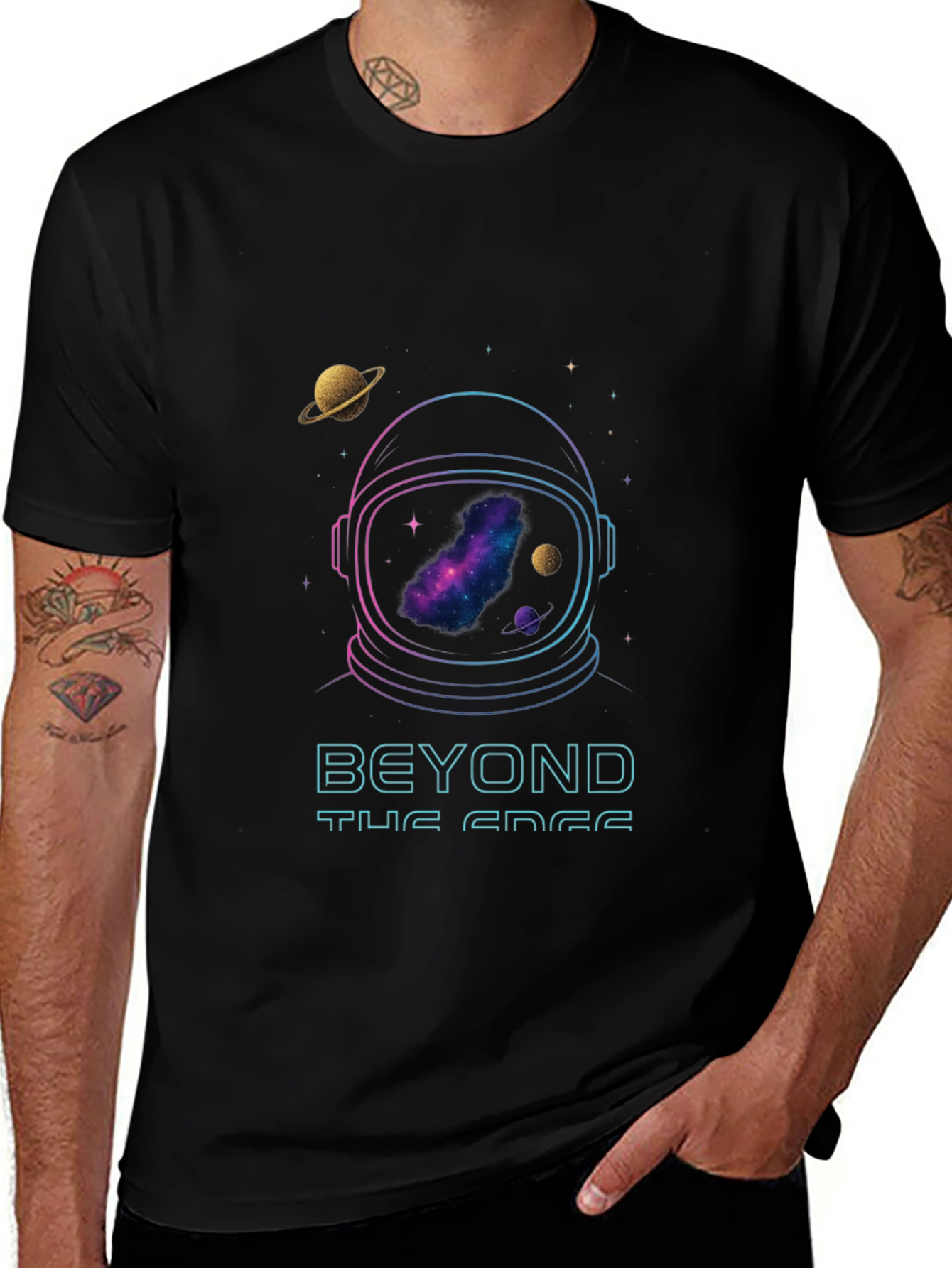 Beyond the Edge Graphic T-Shirt - Astronaut Space Design