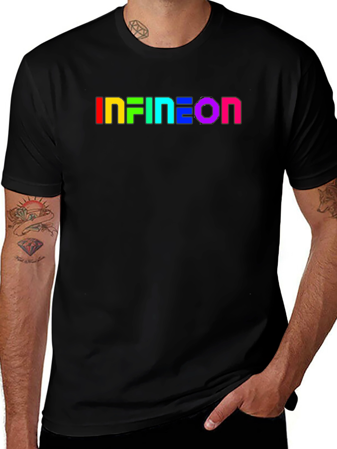 Infineon Rainbow Logo Black T-Shirt