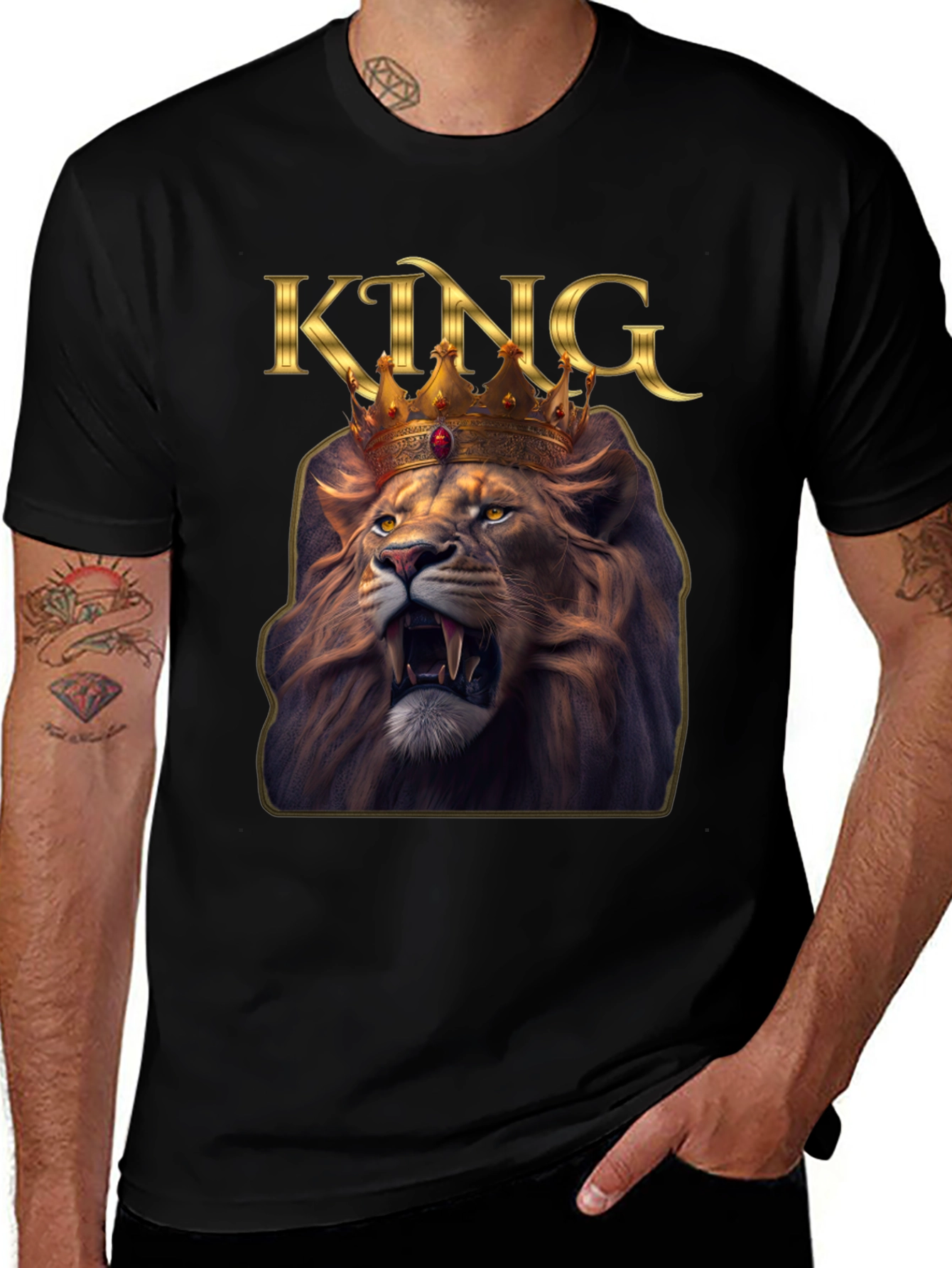 Variant 19 of King Lion Graphic Tee - Black T-Shirt