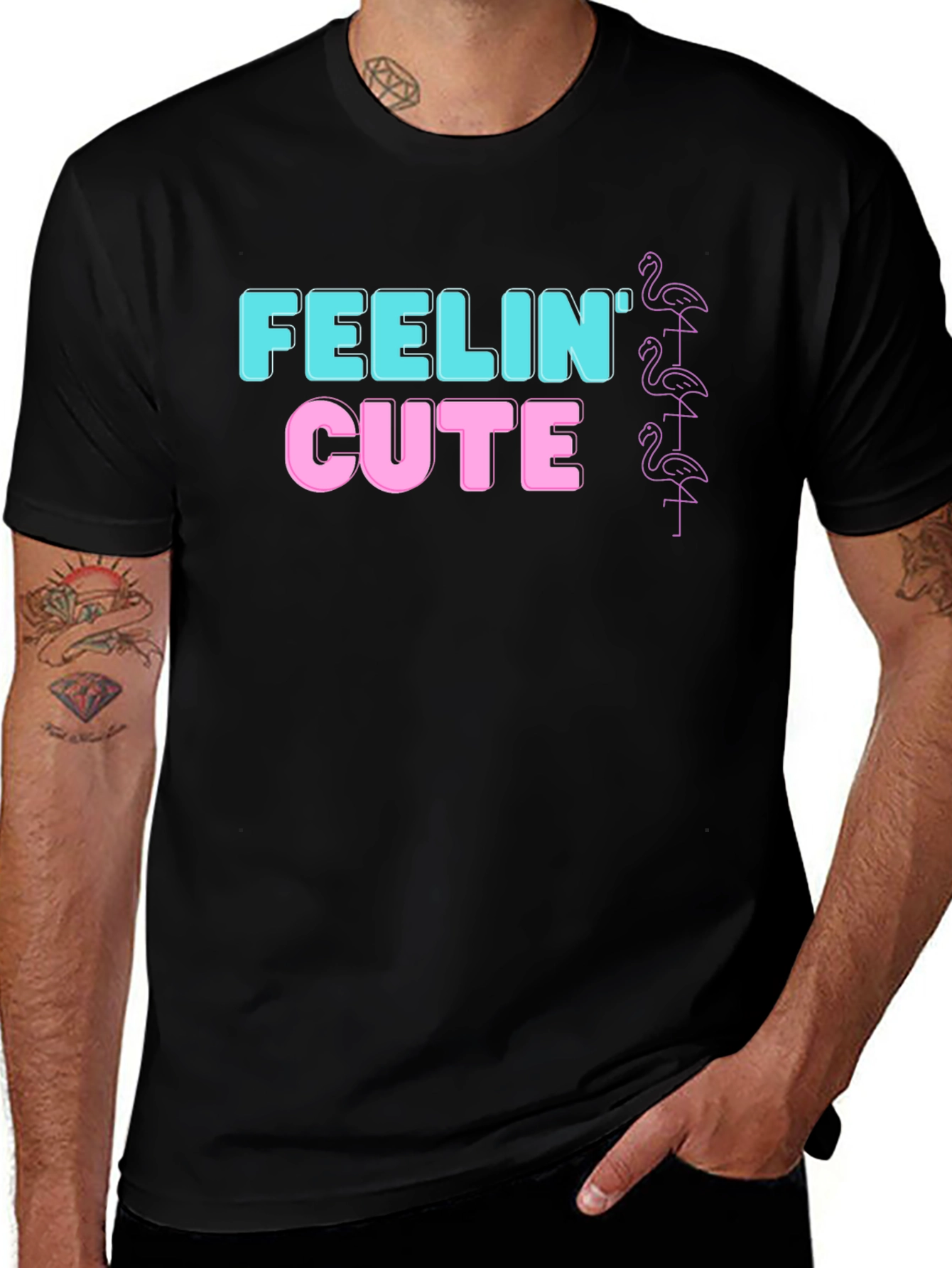 Variant 14 of Feelin' Cute Flamingo Graphic T-Shirt