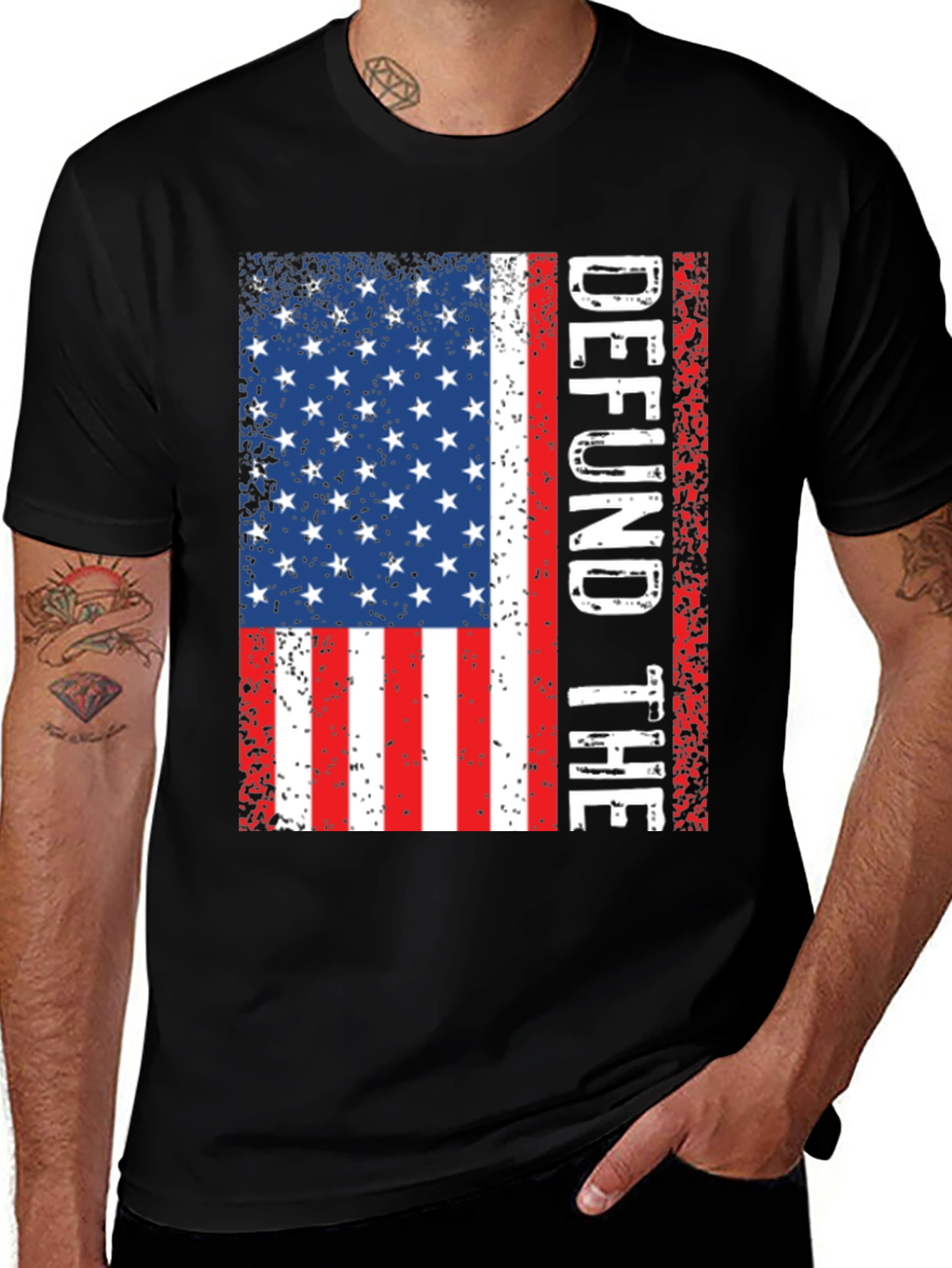 Variant 15 of Defund The Police American Flag Graphic Tee