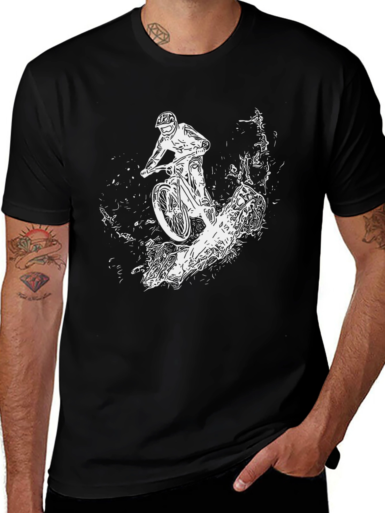 Variant 17 of Mountain Bike Rider Graphic T-Shirt - Black