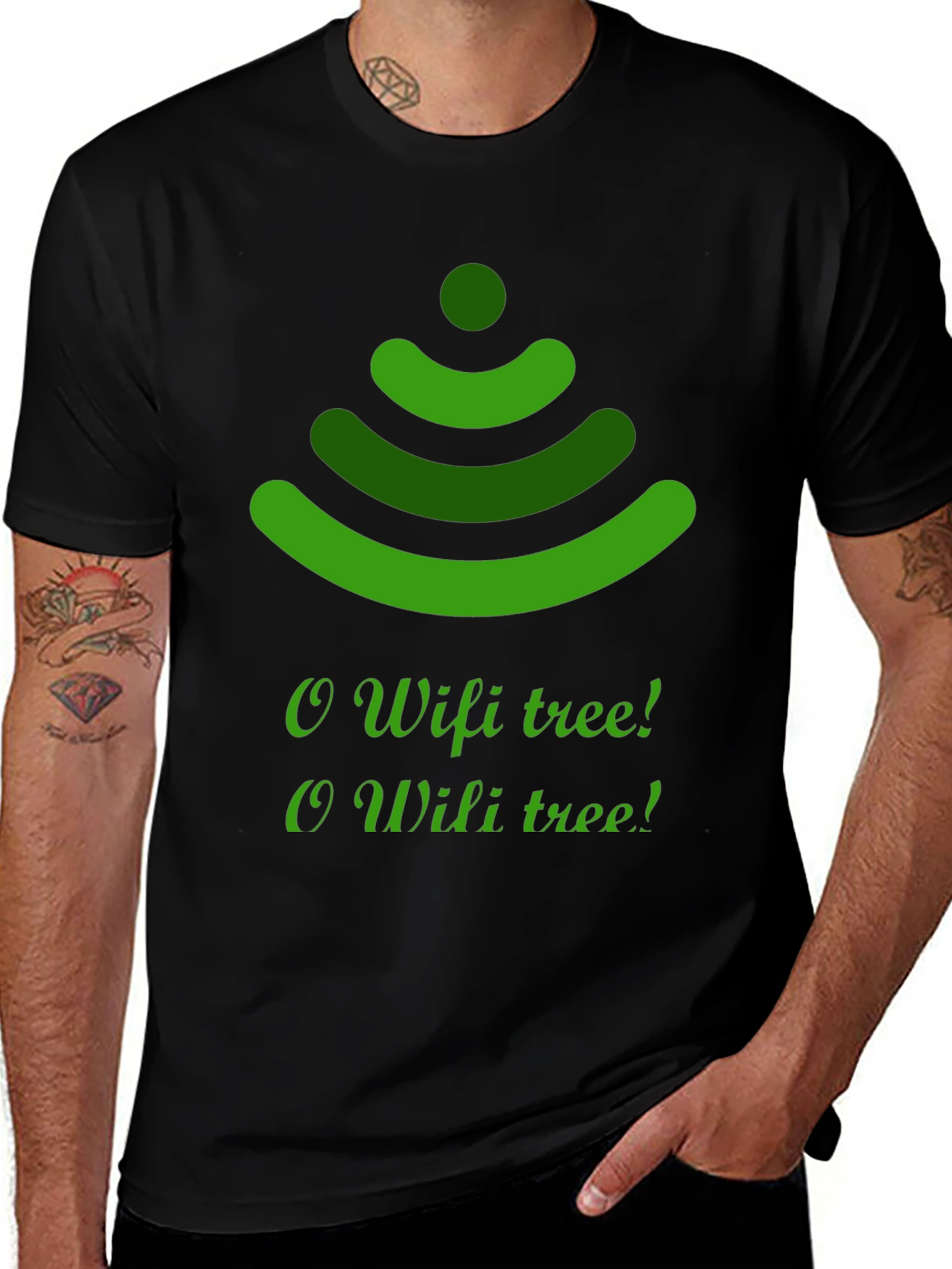 O Wifi Tree T-Shirt - Black Holiday Tee