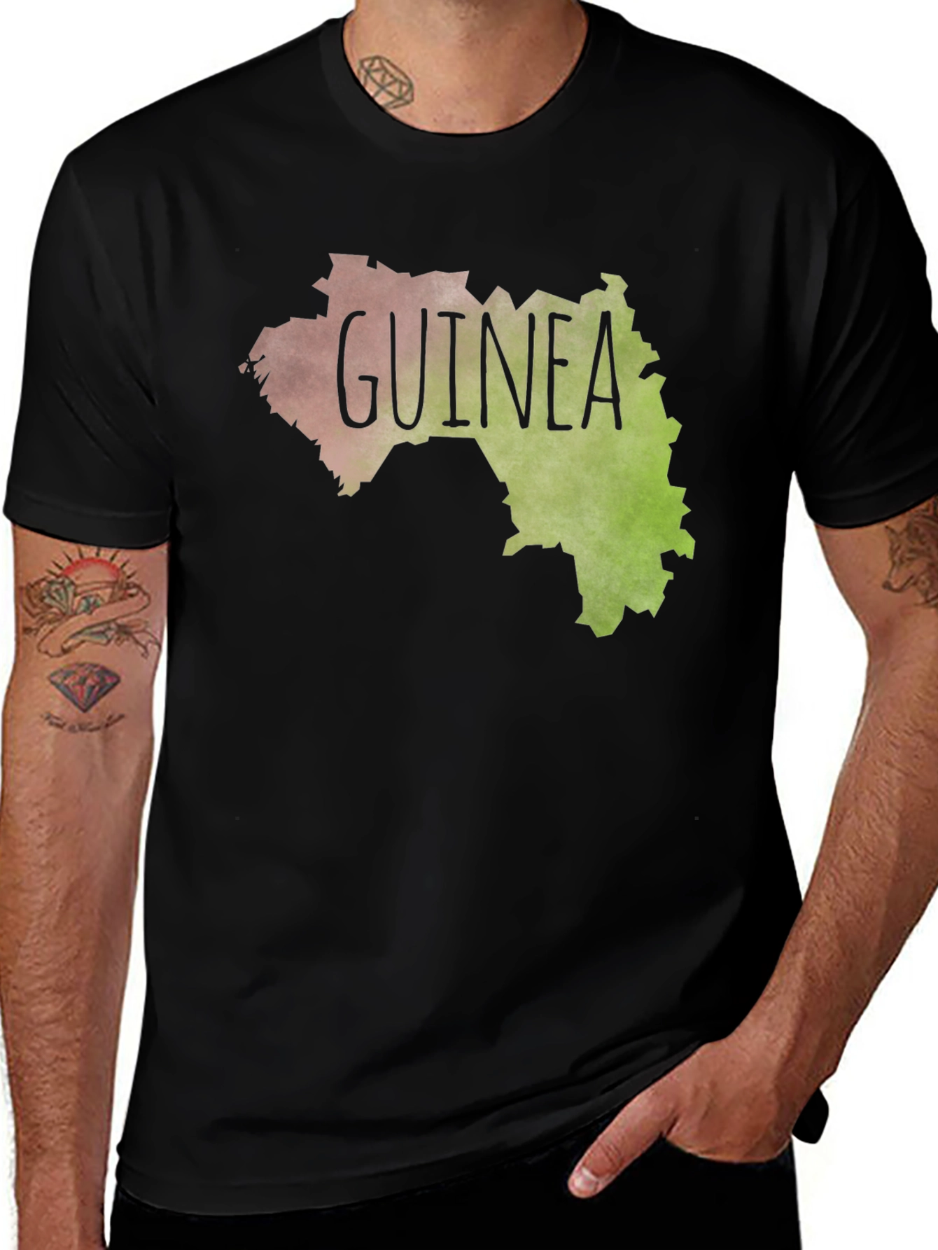 Variant 14 of Guinea Map Graphic Tee - Black Unisex T-Shirt