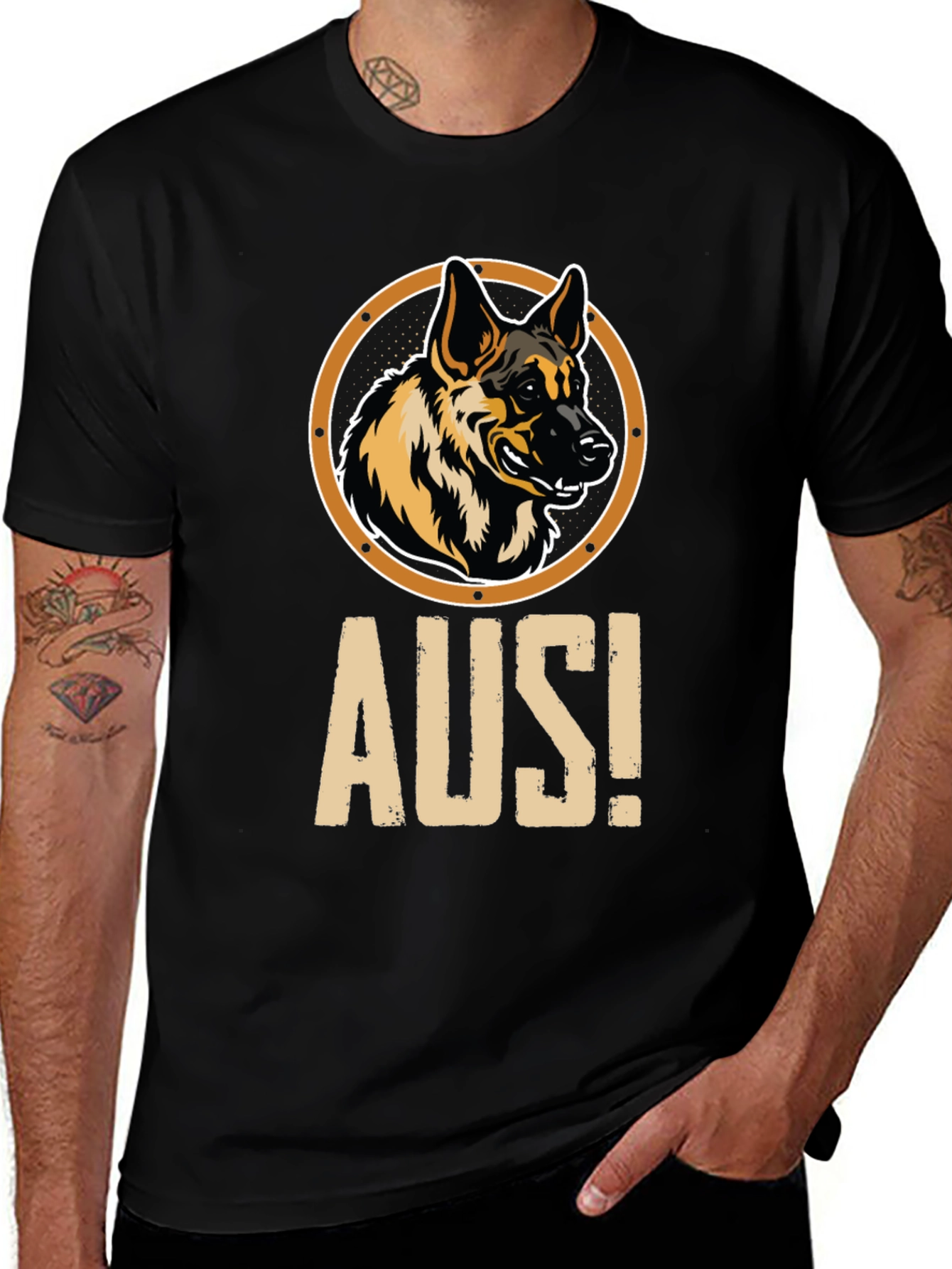 German Shepherd Dog T-Shirt - "AUS!" Graphic Tee