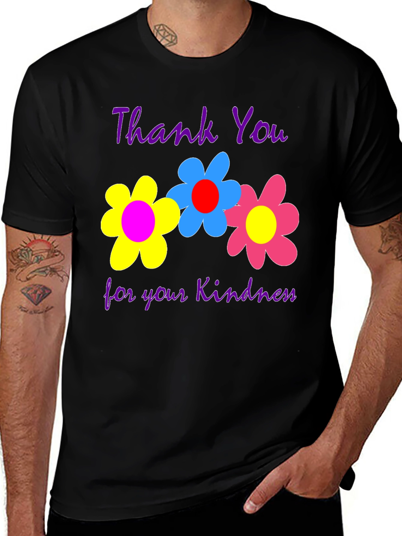 Variant 27 of Kindness Flower Graphic Tee - Black