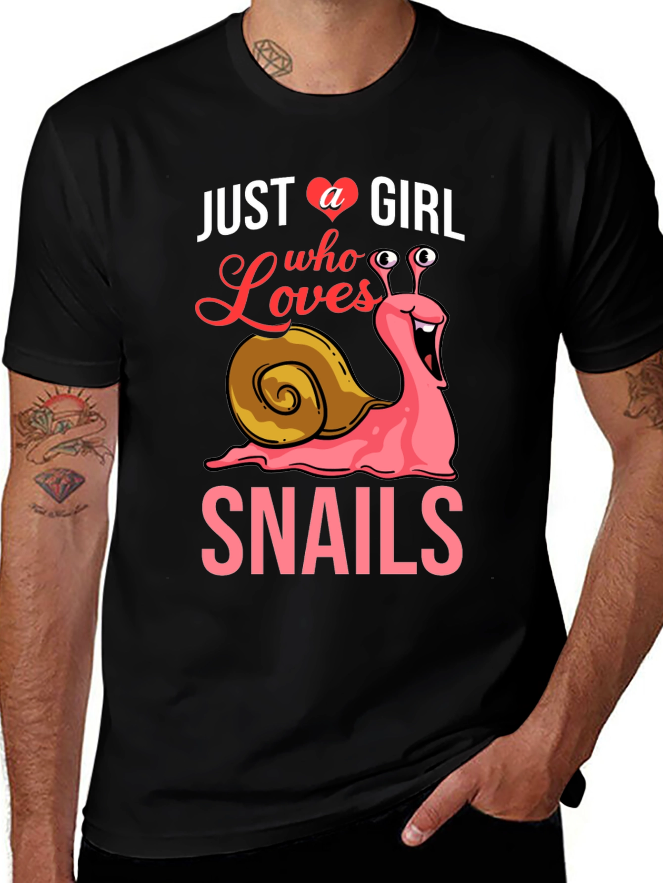 Variant 28 of Just a Girl Who Loves Snails Black T-Shirt