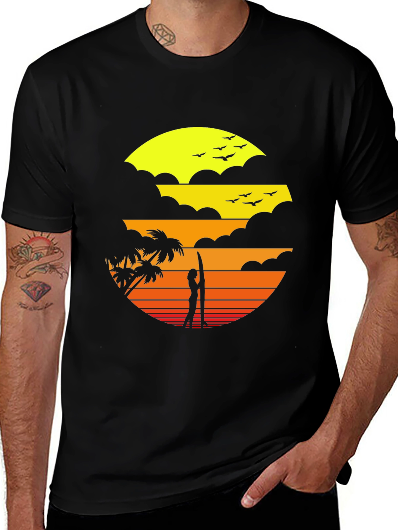 Variant 20 of Sunset Beach Graphic Tee - Black