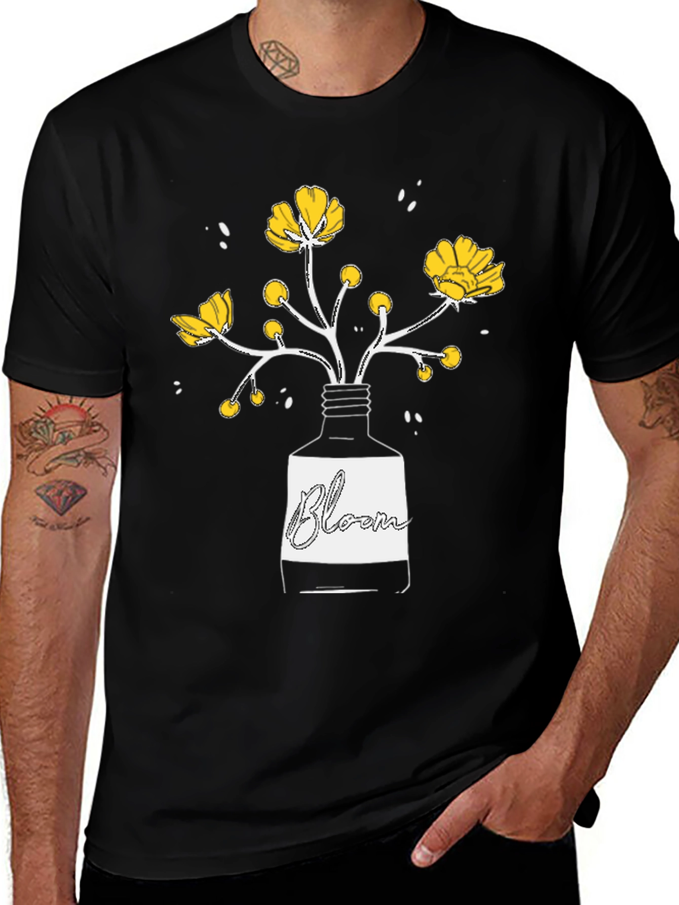 Variant 15 of Bloom Graphic T-Shirt - Black Cotton Tee