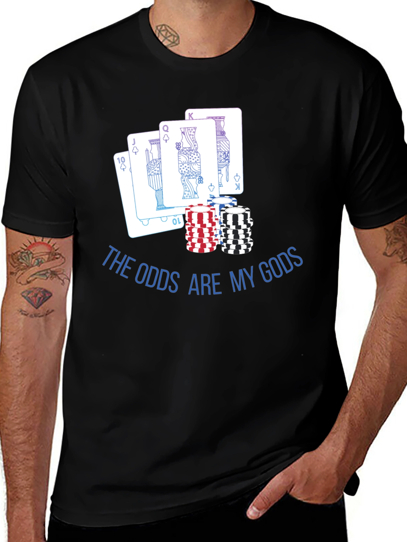 Variant 7 of Poker Hand T-Shirt - "The Odds Are My Gods" Graphic Tee