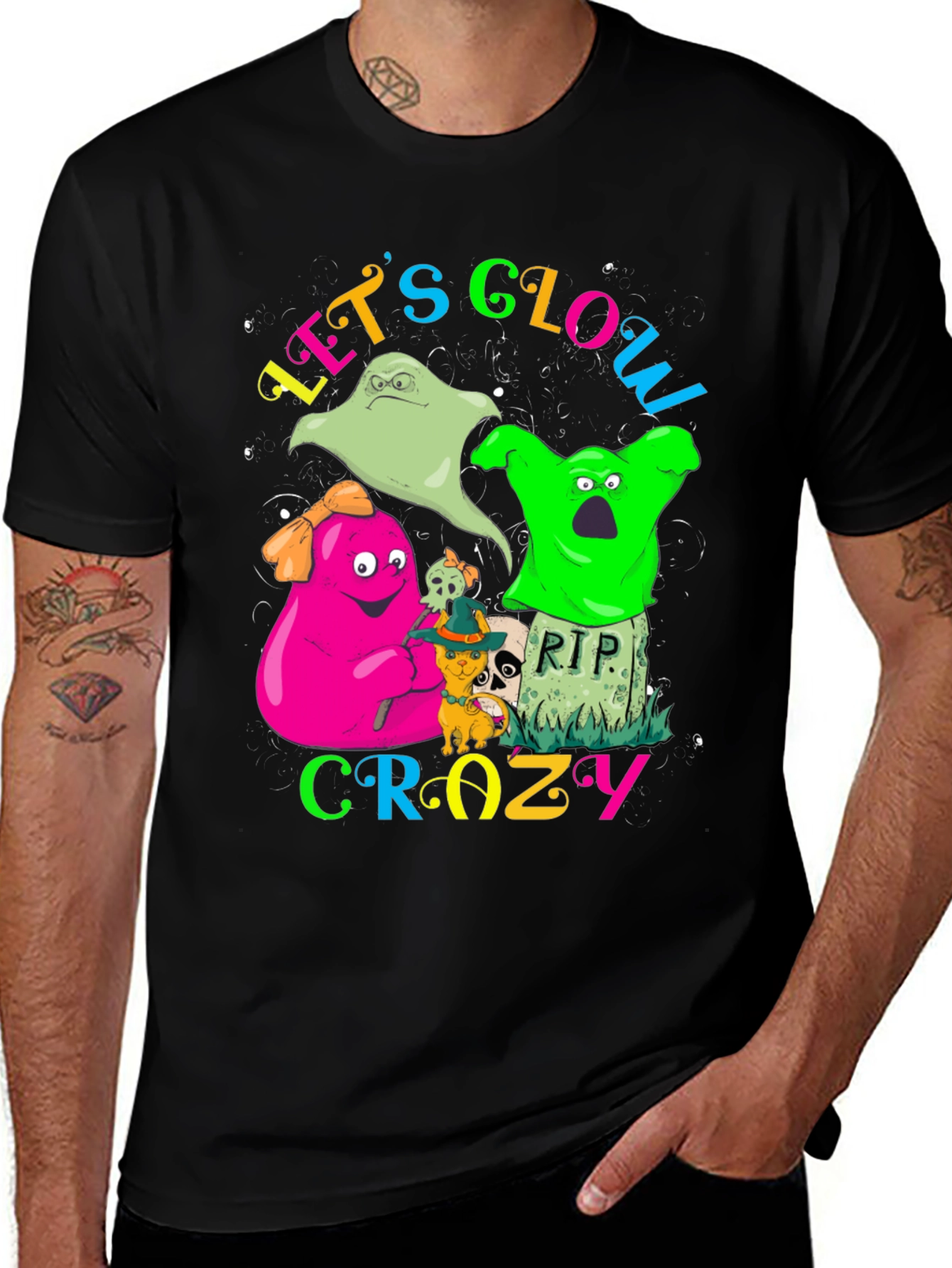 Let's Glow Crazy T-Shirt - Halloween Ghosts
