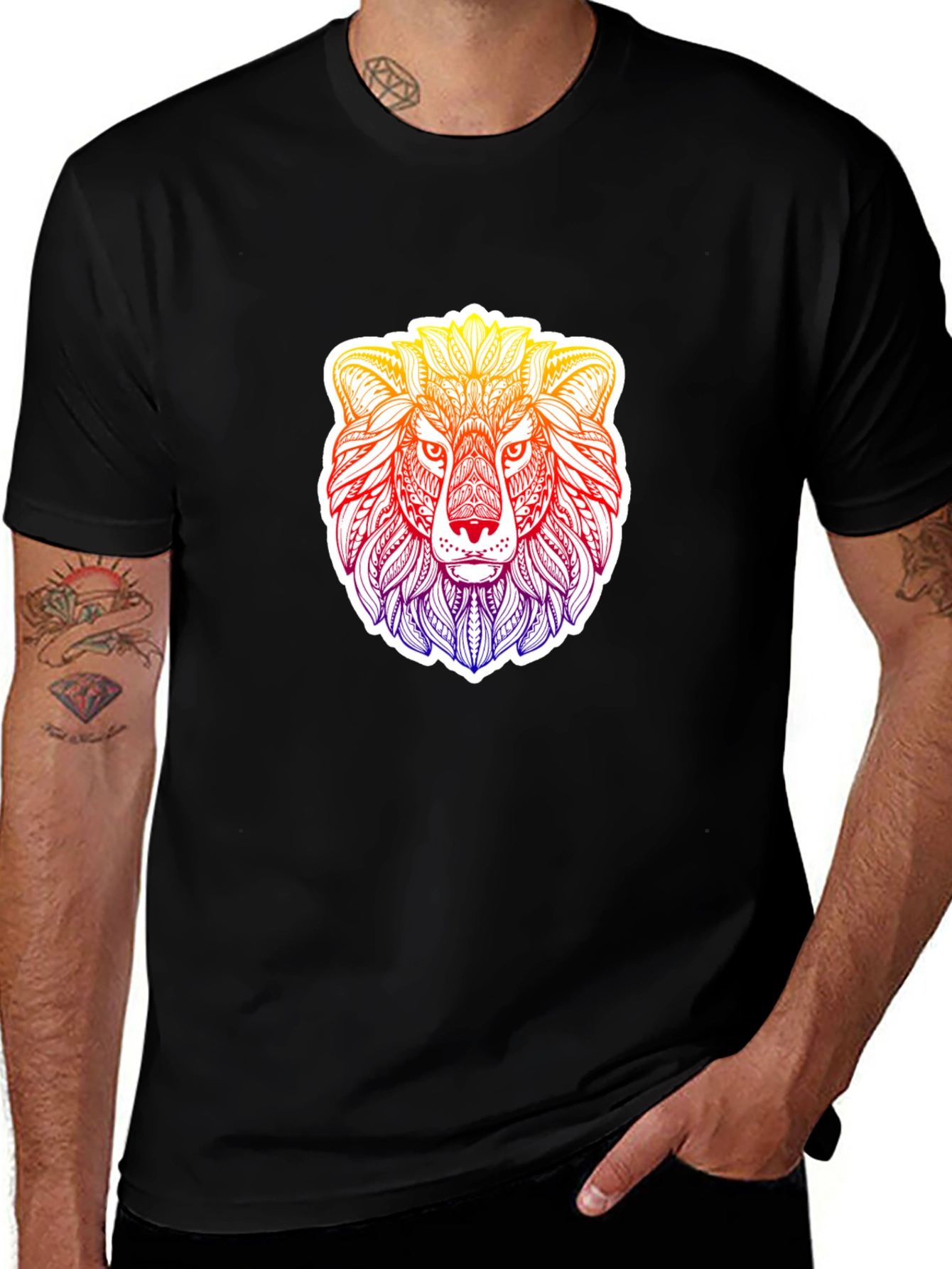 Variant 27 of Lion Graphic Black T-Shirt