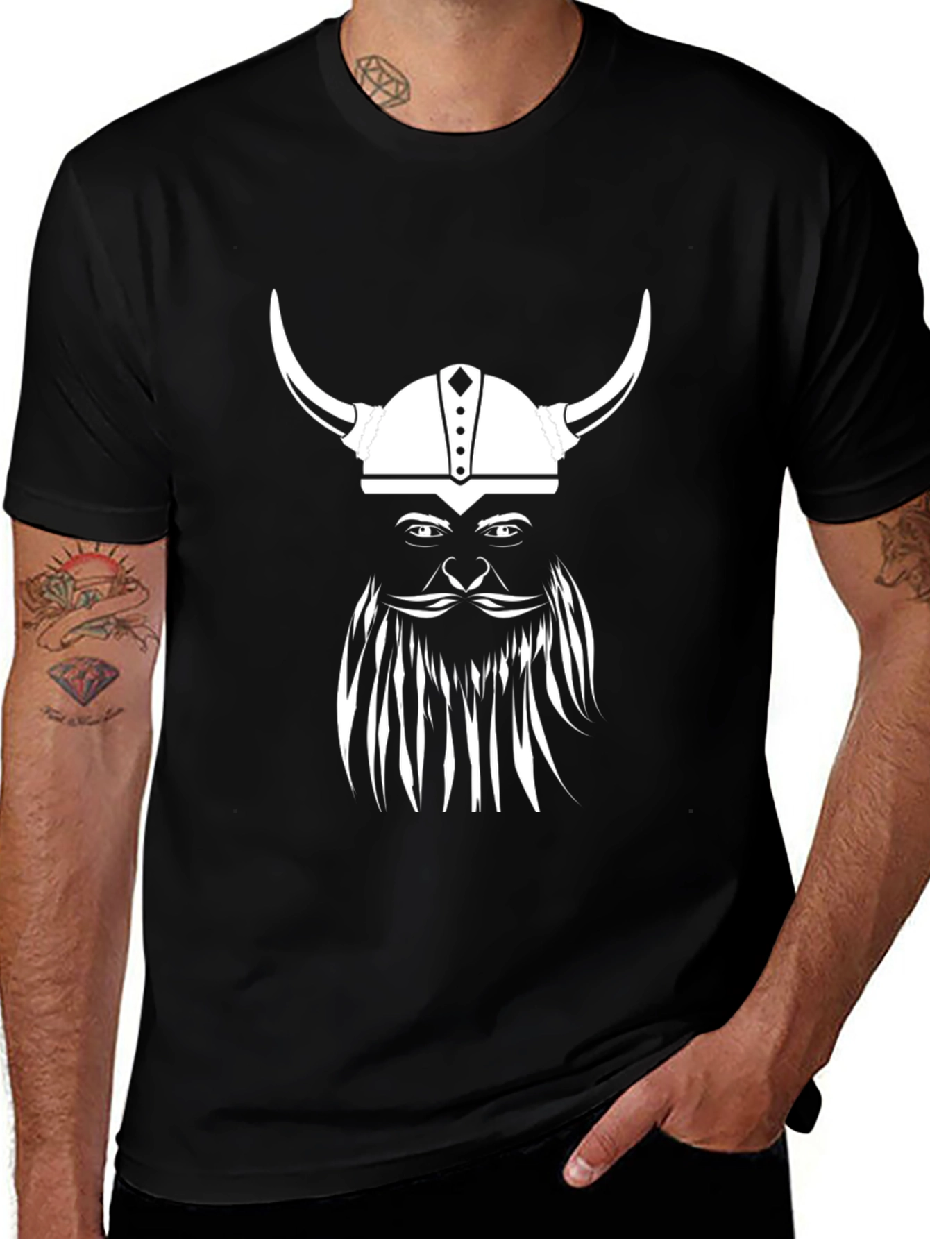 Viking Warrior Graphic T-Shirt - Black