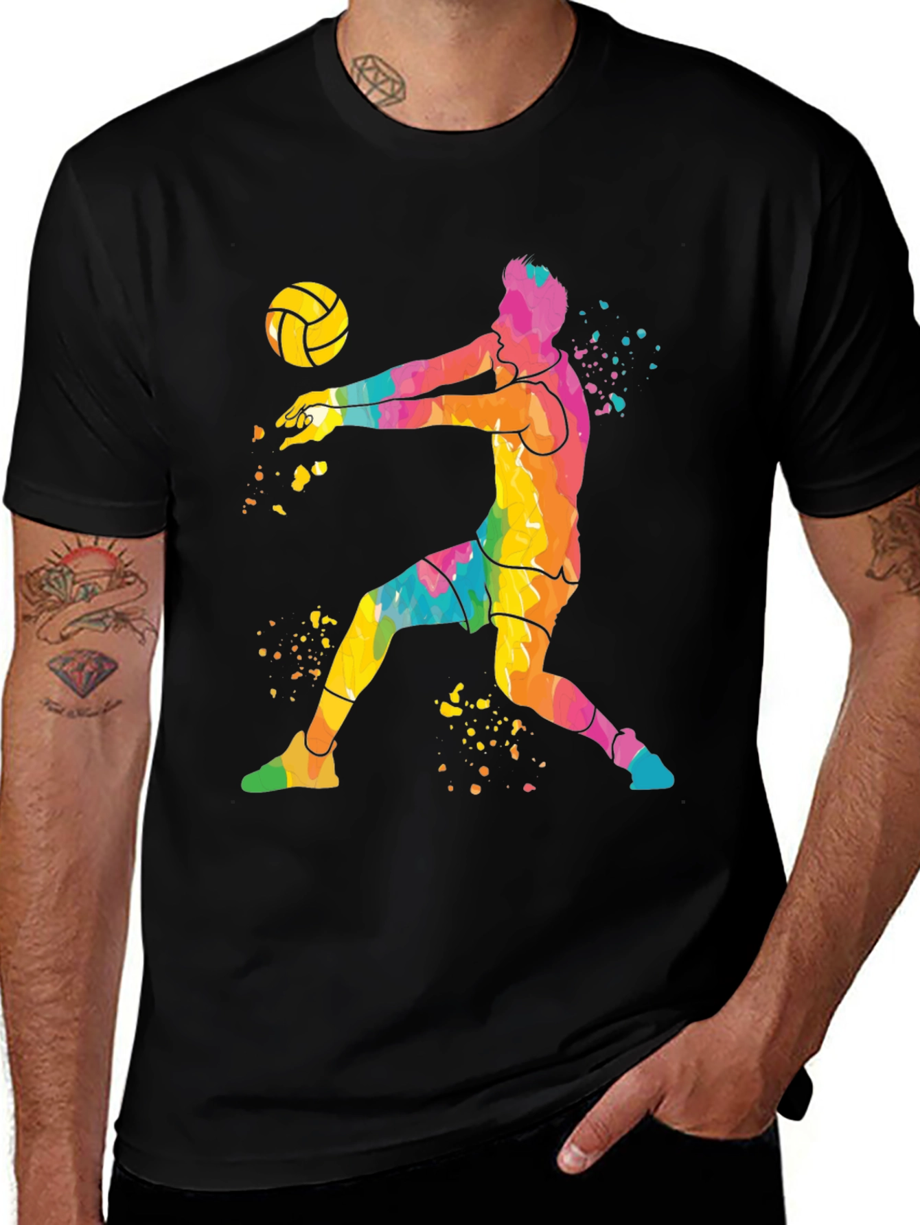 Variant 5 of Colorful Volleyball Player Graphic Tee