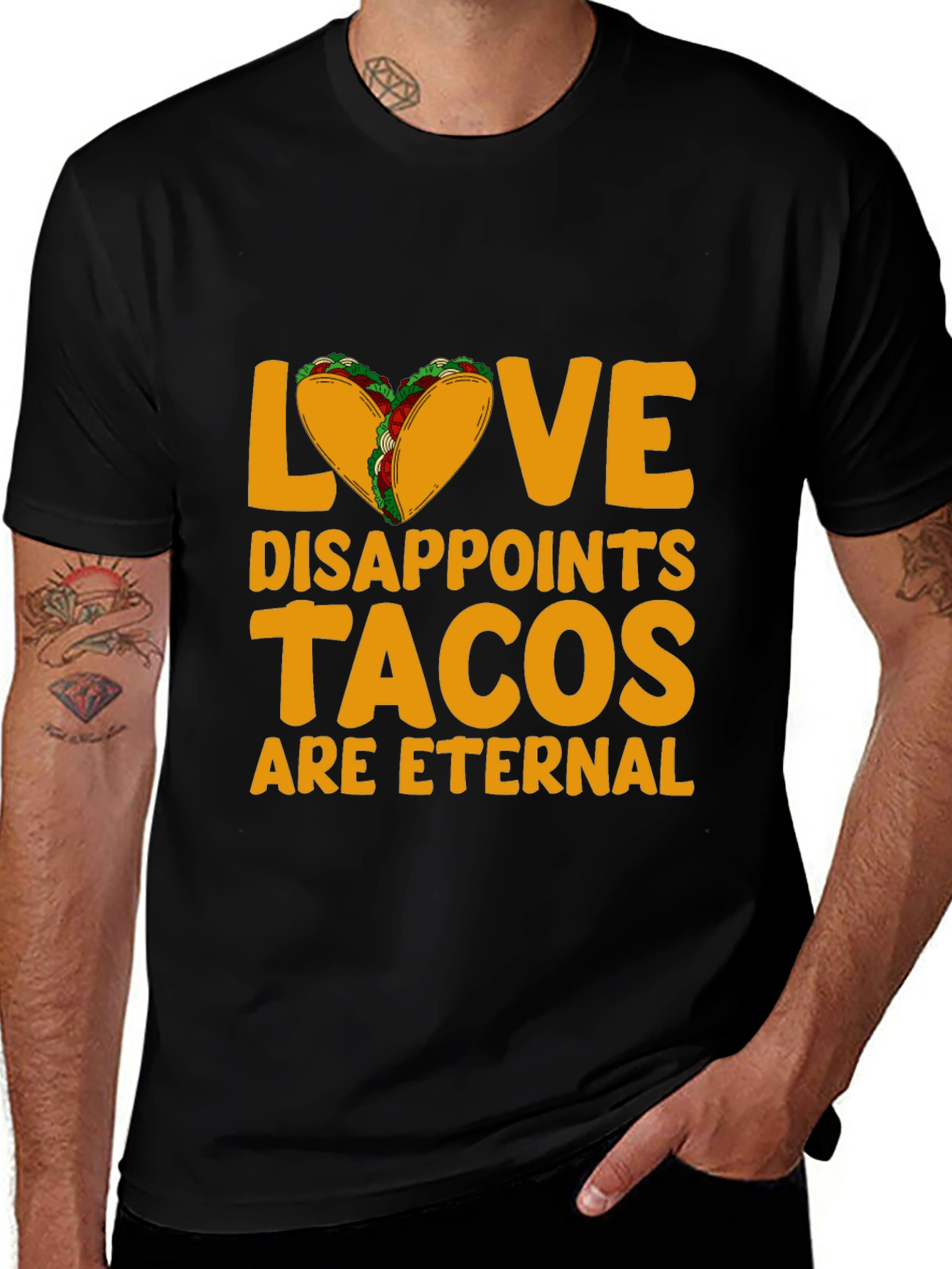 Variant 20 of Love Disappoints Tacos Eternal Black Graphic Tee
