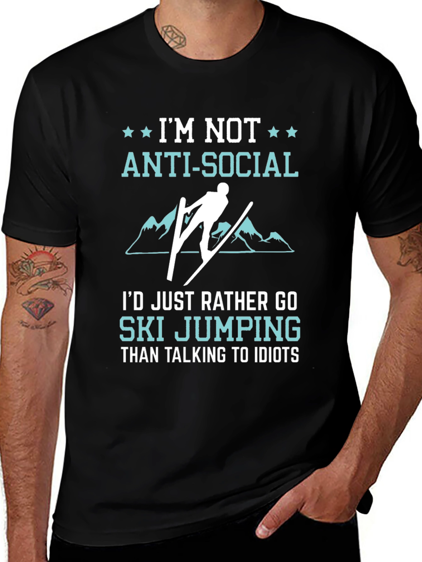 Variant 15 of Funny Ski Jumping T-Shirt: Anti-Social Humor Tee