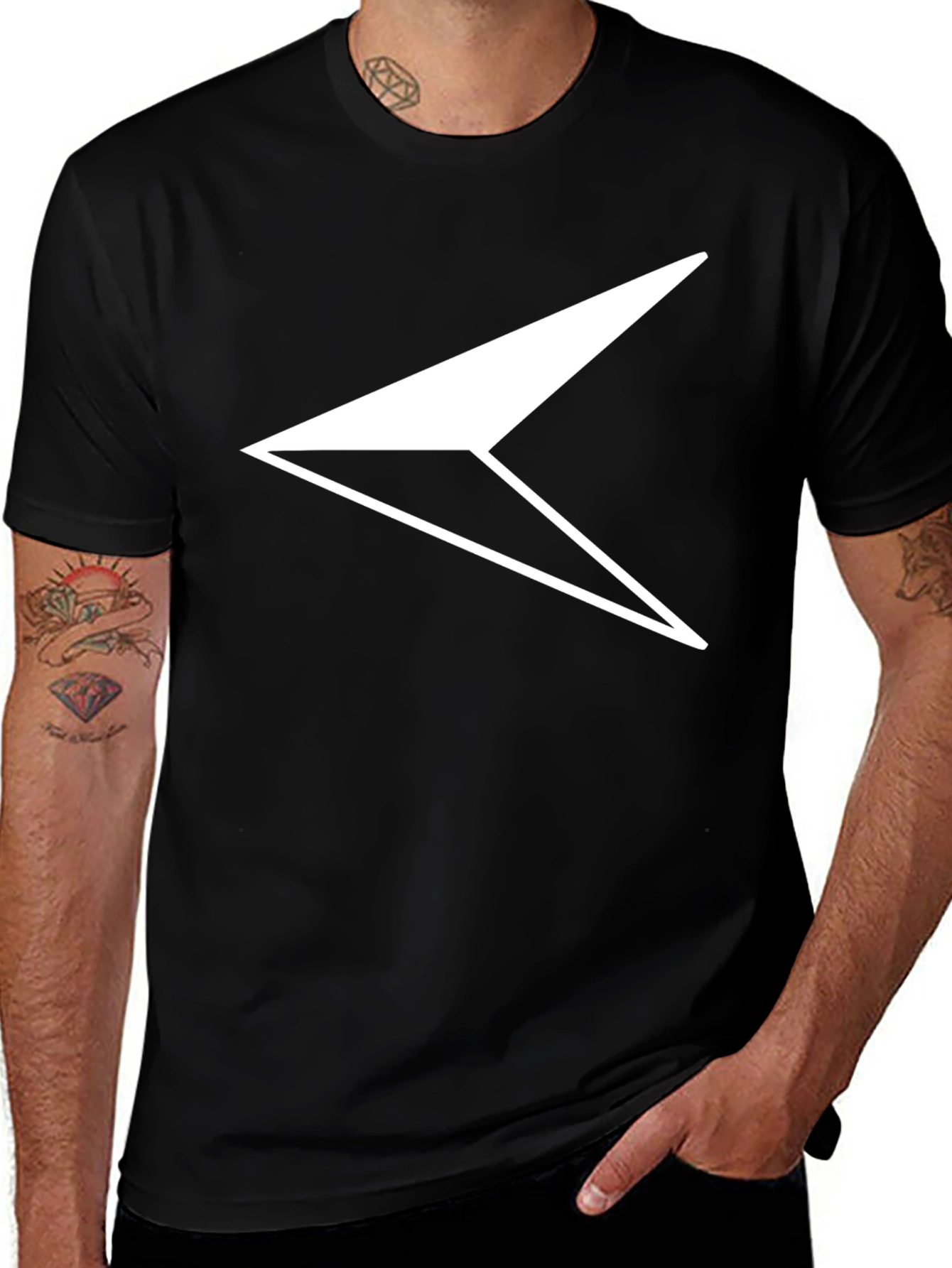 Variant 3 of Minimalist Arrow Graphic Tee - Black Cotton Comfort