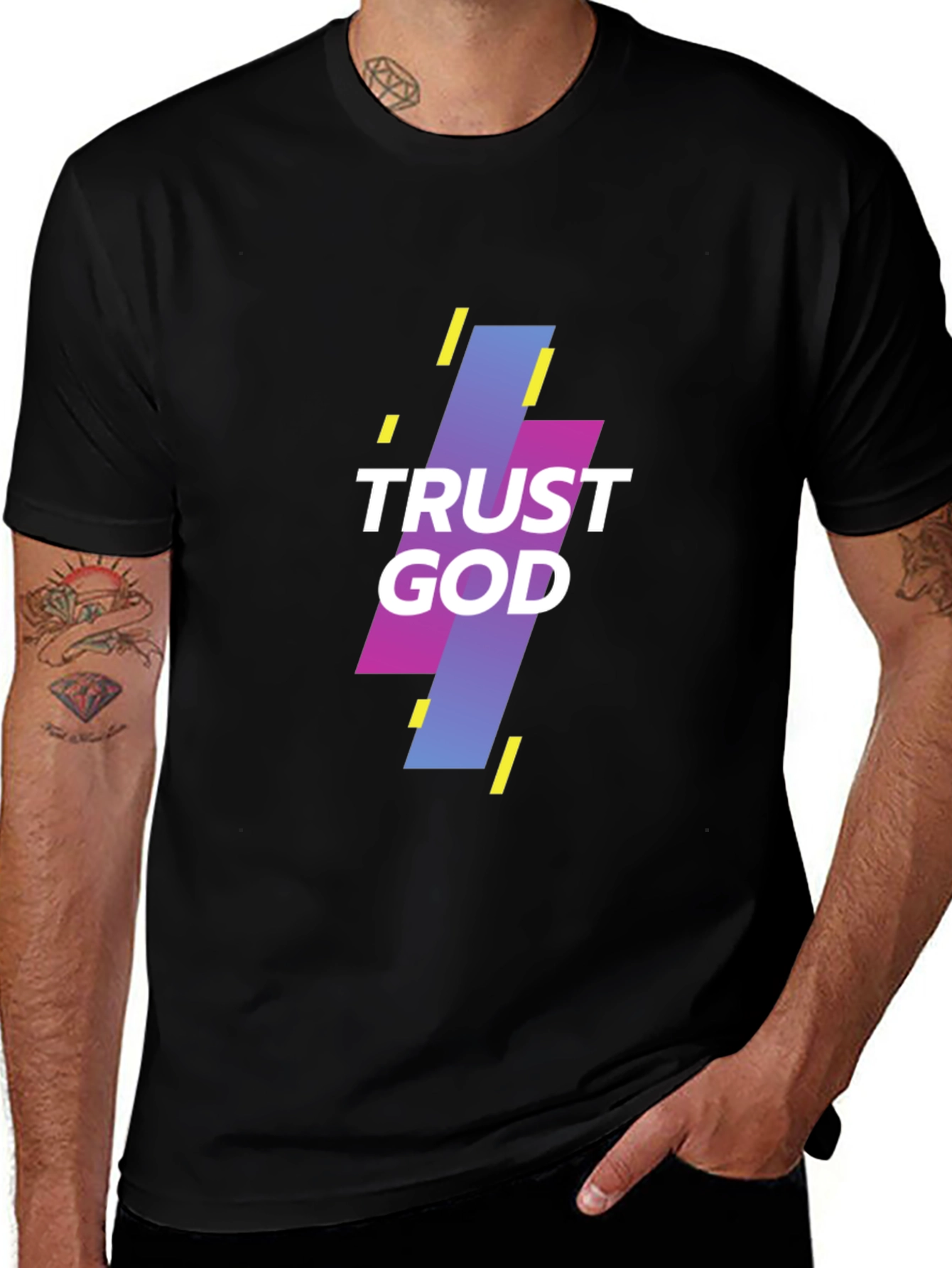Variant 27 of Trust God Graphic Tee - Black Cotton Blend T-Shirt