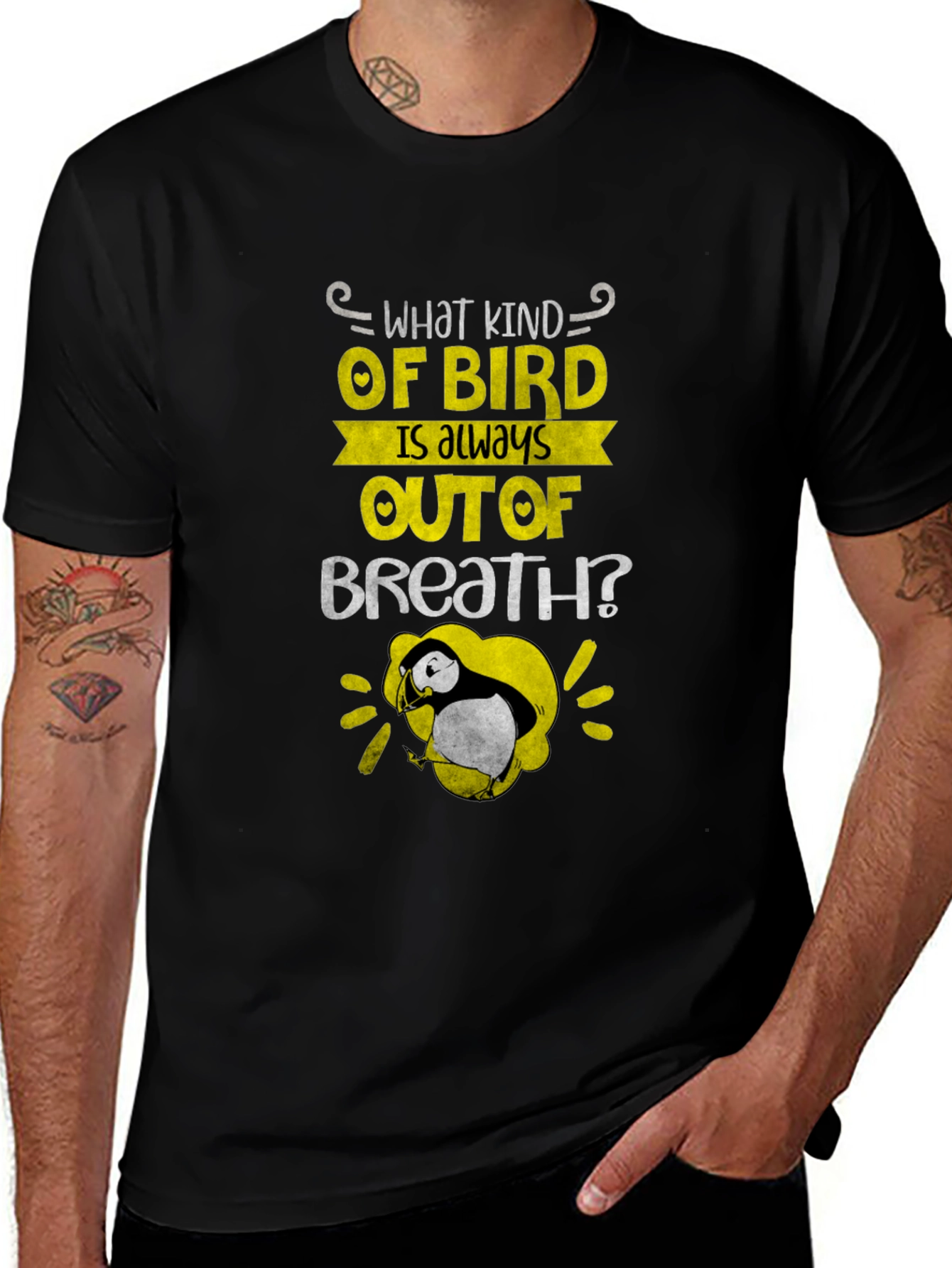Variant 11 of Out of Breath Puffin Joke T-Shirt