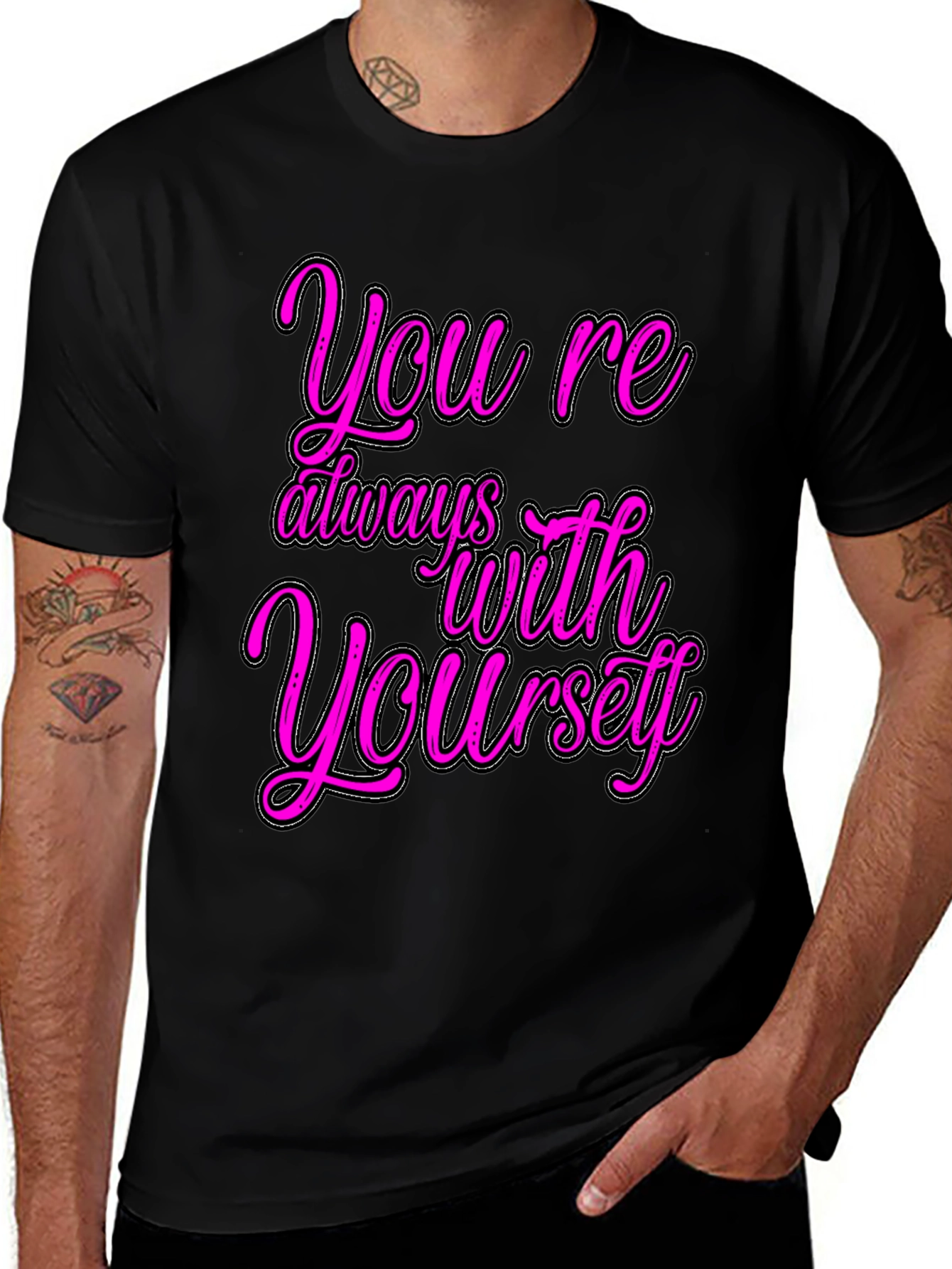 Variant 24 of You're Always With Yourself Black Graphic T-Shirt