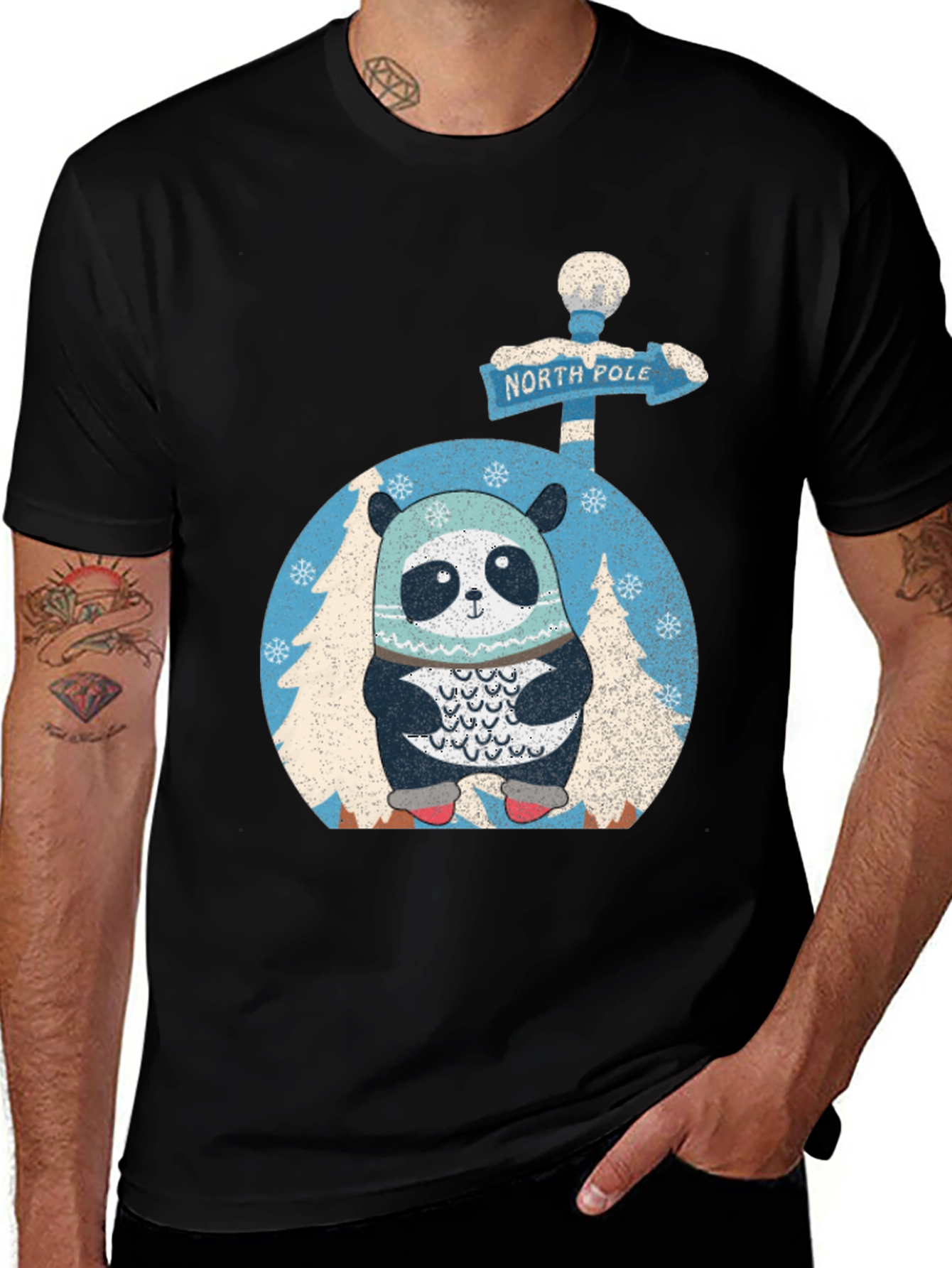 Variant 27 of North Pole Panda T-Shirt: Winter Holiday Style