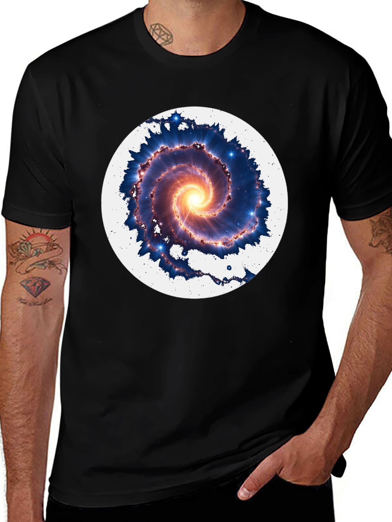 Variant 13 of Galaxy Spiral Graphic Tee - Men's Black T-Shirt