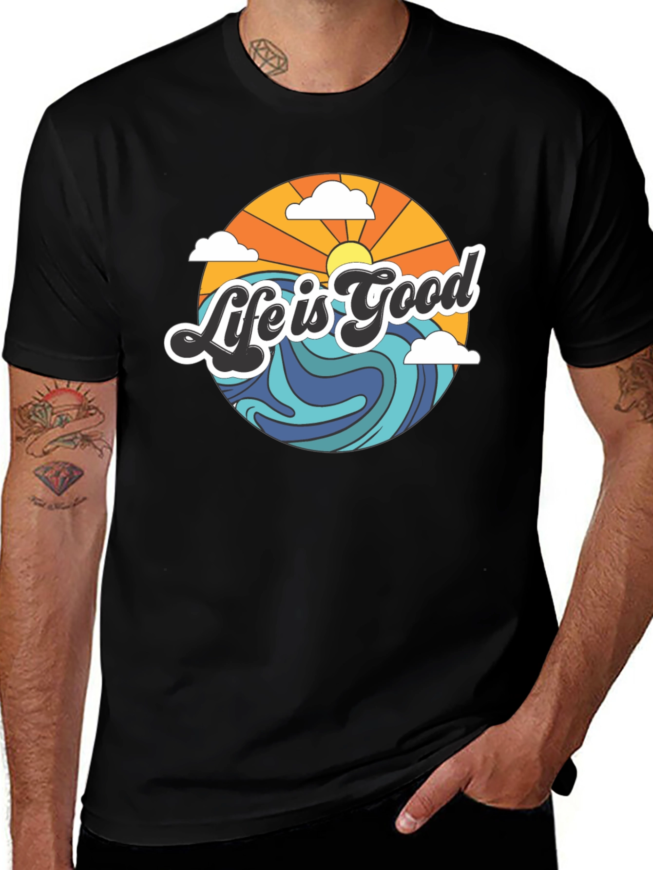 Variant 17 of Life is Good Graphic Tee - Retro Style