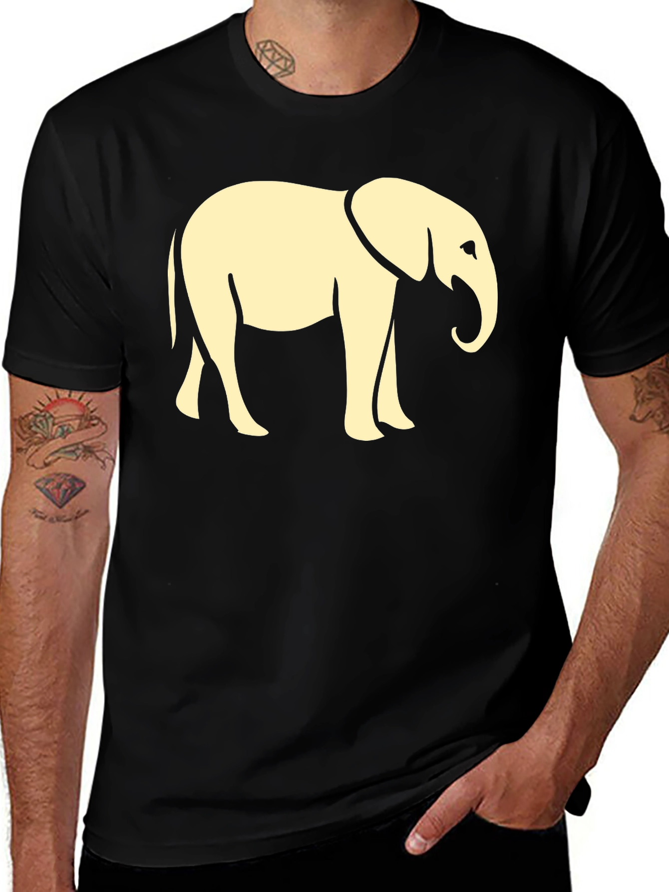 Variant 29 of Elephant Graphic Tee - Classic Black Cotton Shirt
