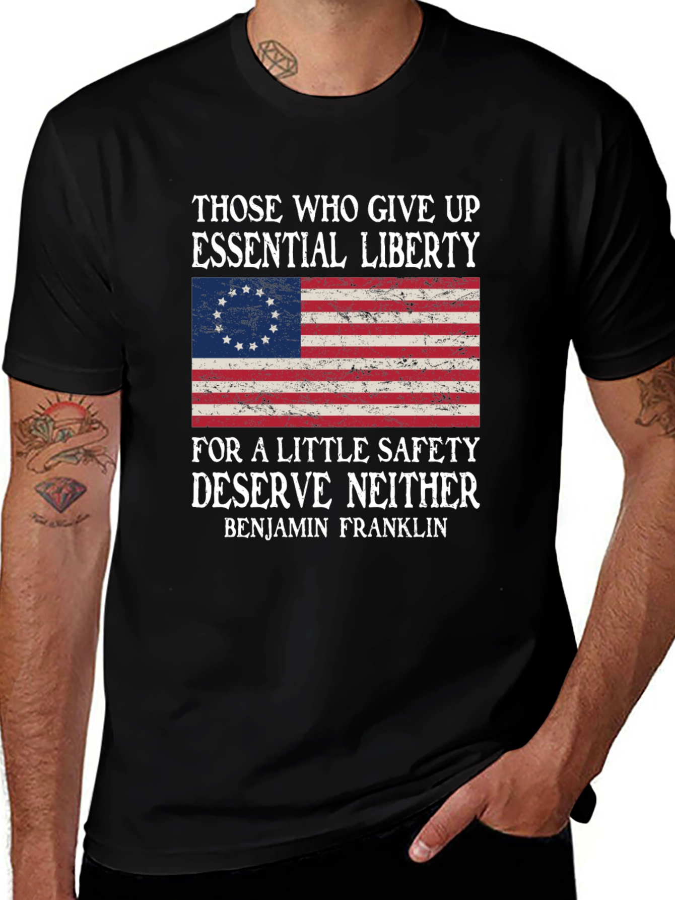 Liberty and Safety T-Shirt: Benjamin Franklin Quote