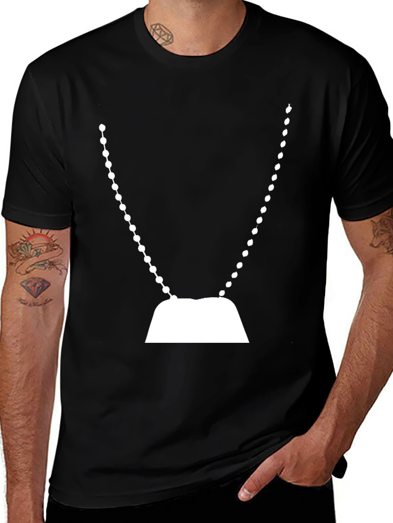 Variant 18 of Novelty Graphic Tee - Dog Tag Chain