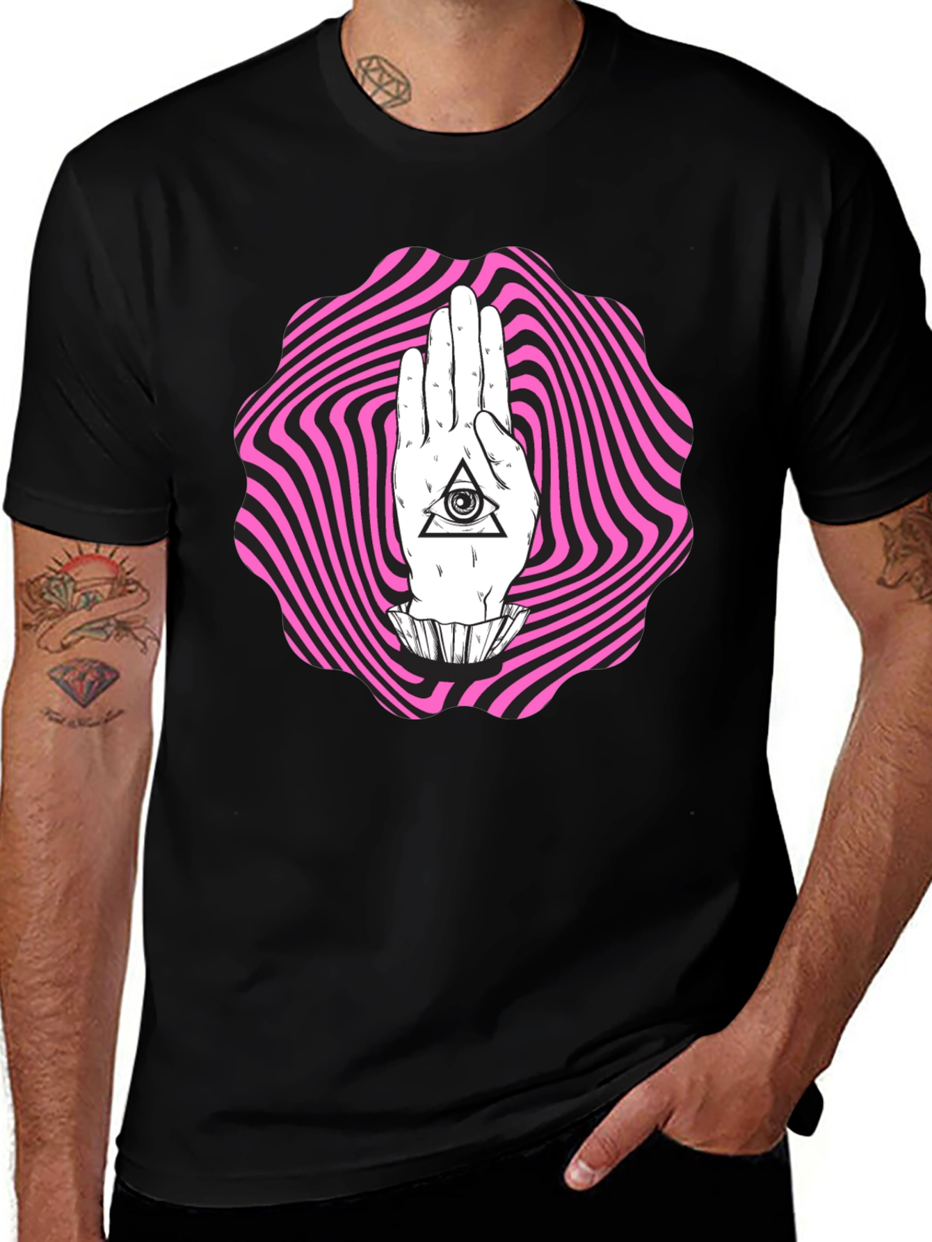 Variant 28 of Mystic Hand Graphic Tee - Men's Black T-Shirt