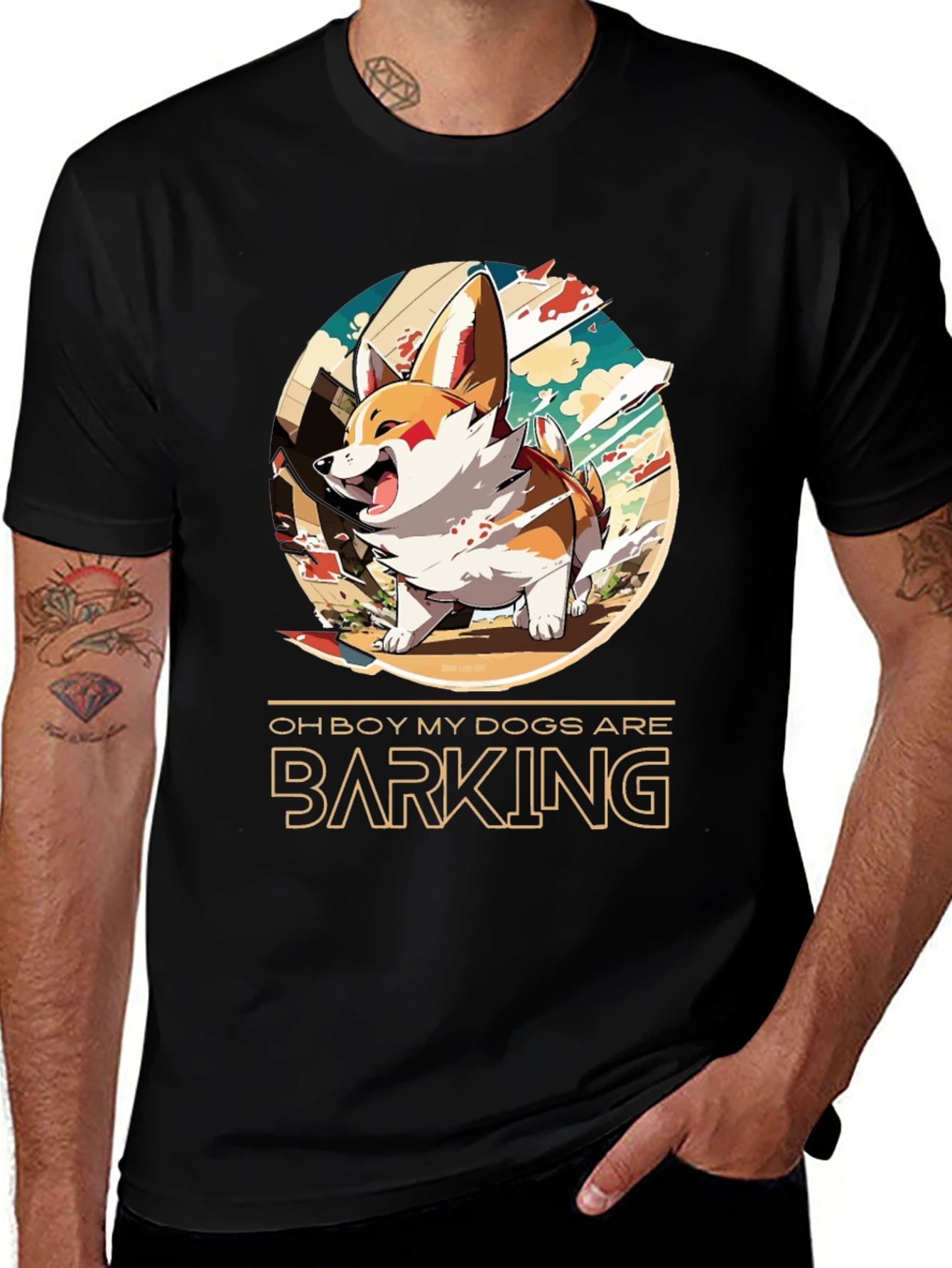 Variant 5 of Funny "Oh Boy My Dogs are Barking" Corgi T-Shirt