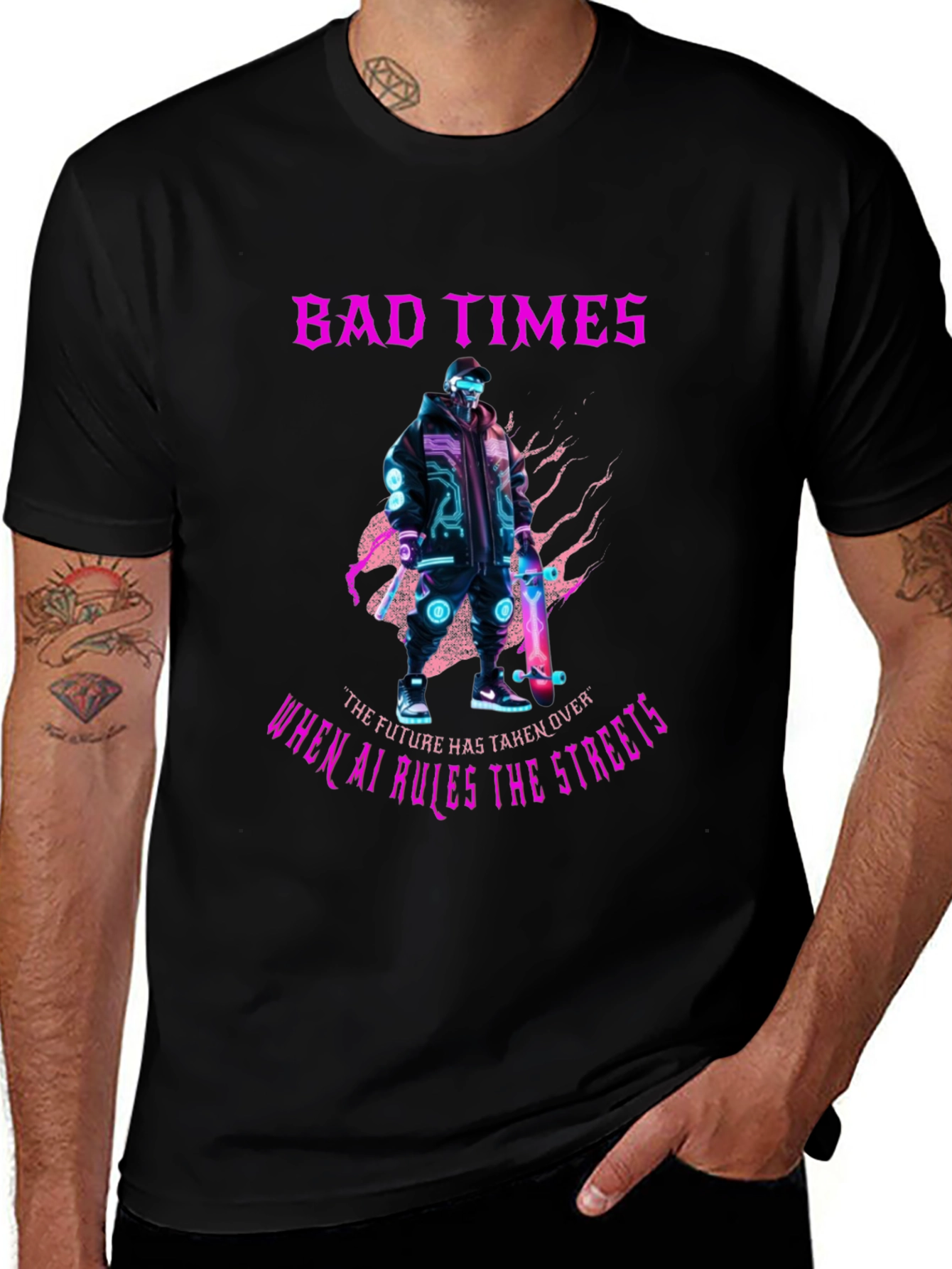 Variant 16 of Cyberpunk AI T-Shirt - Bad Times Ahead