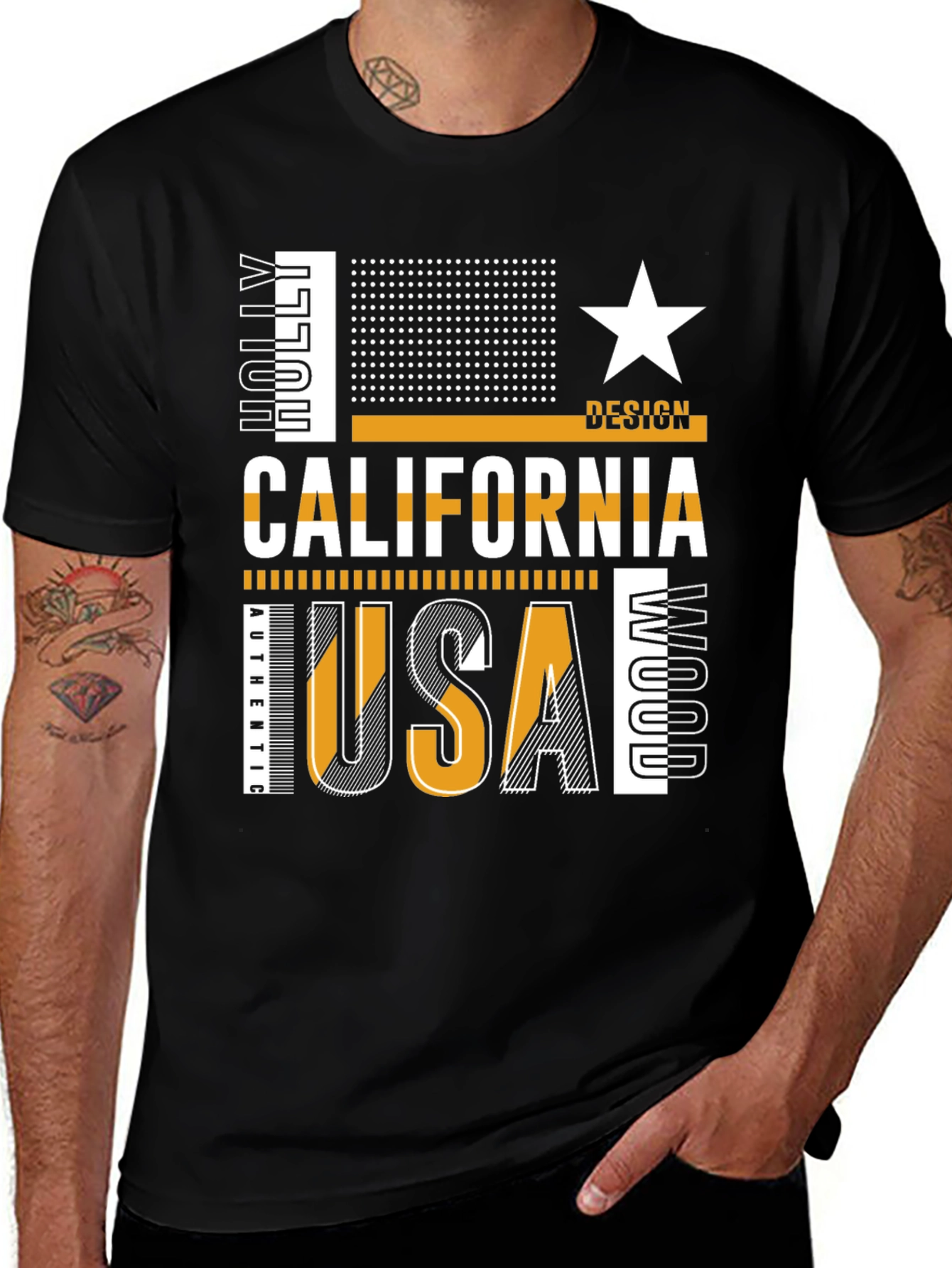 Variant 9 of California USA Graphic Tee - Men's Black T-Shirt