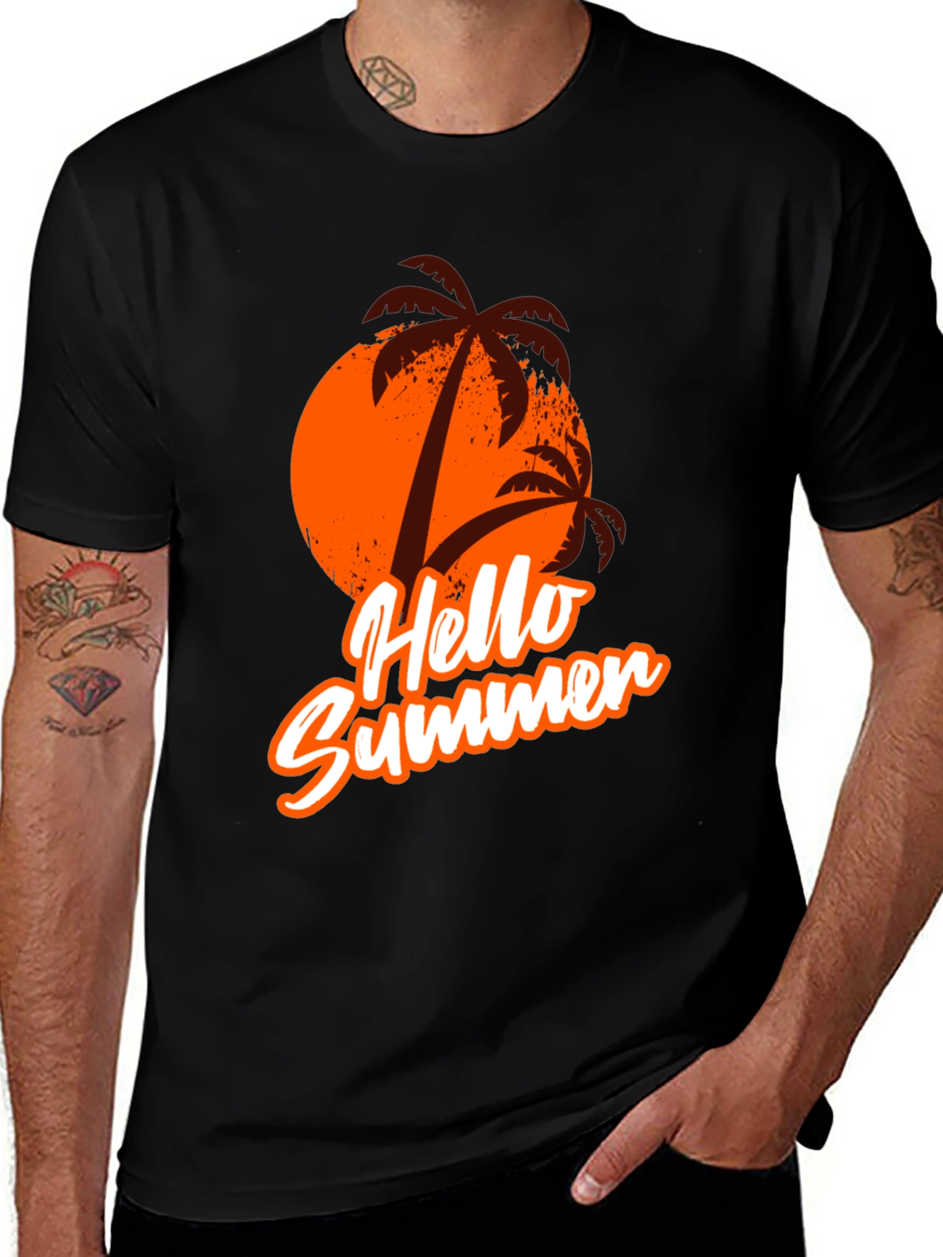 Variant 27 of Hello Summer Black Graphic T-Shirt