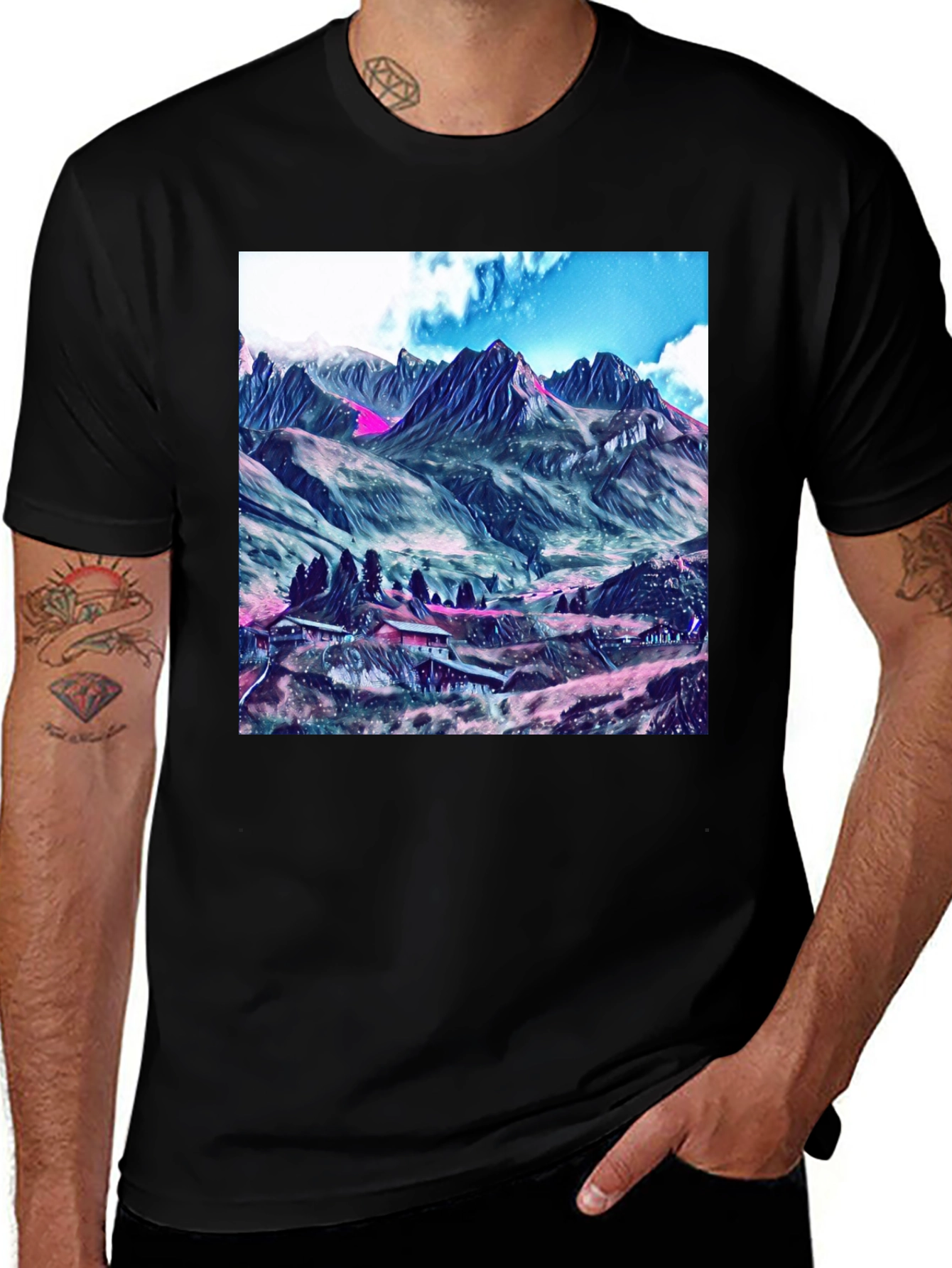 Variant 3 of Mountain Vista Graphic Tee - Stylish Comfort