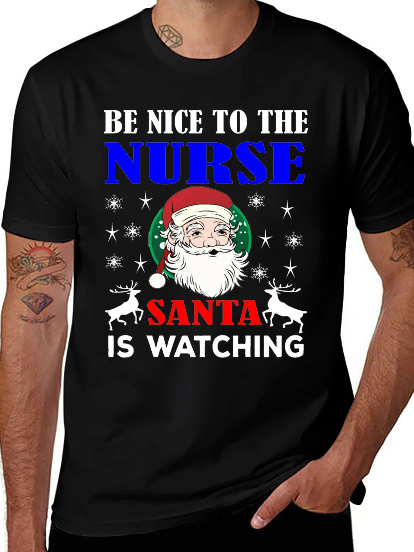 Be Nice to the Nurse Santa Is Watching Holiday T-Shirt