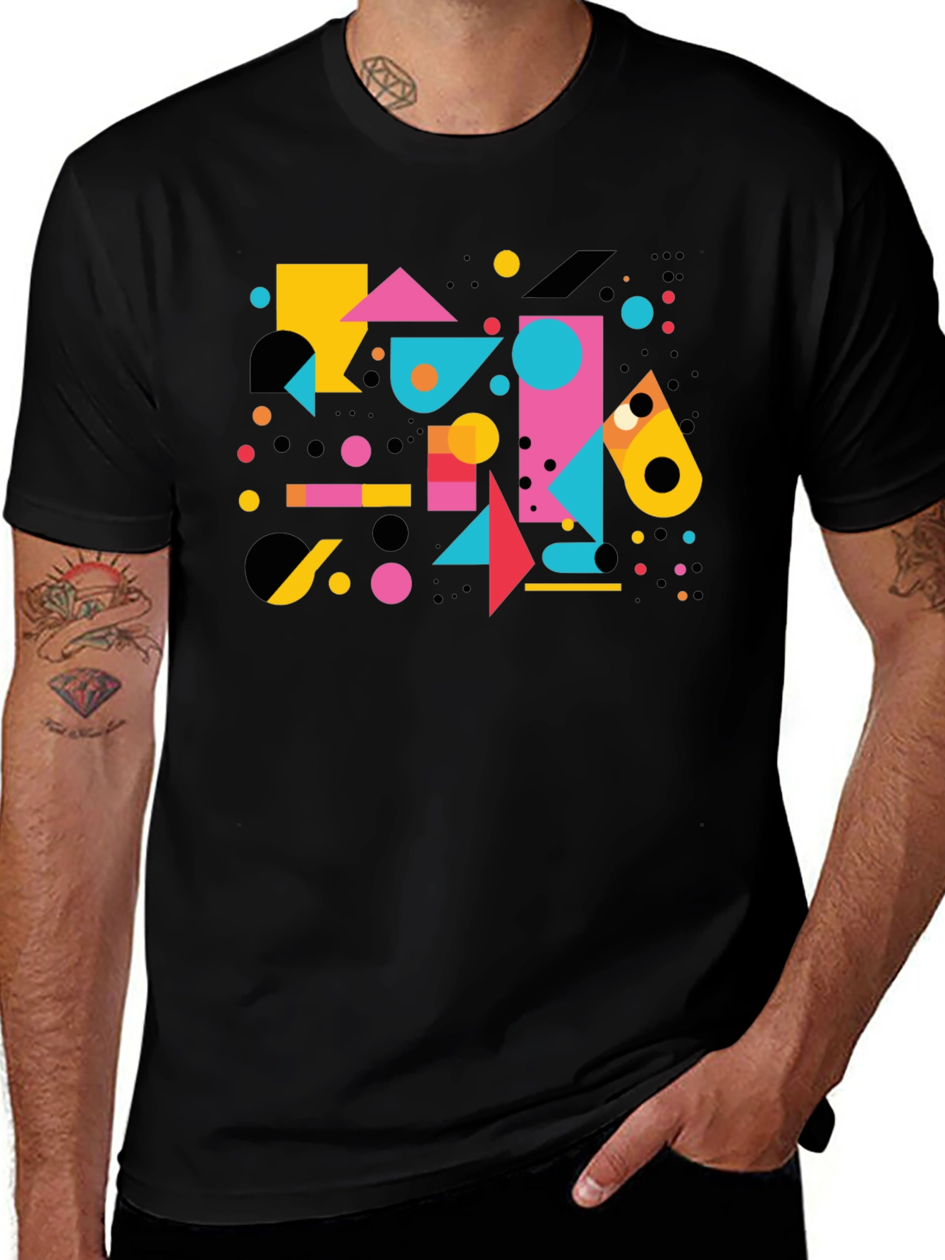 Variant 7 of Abstract Geometric Design Black T-Shirt