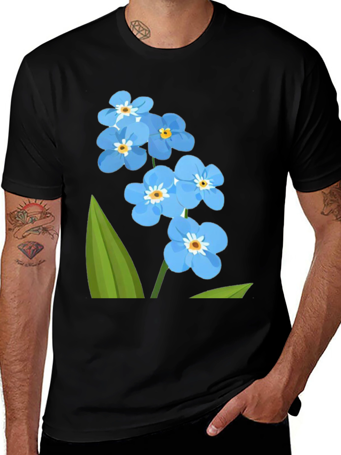 Variant 13 of Forget-Me-Not Flower Graphic Tee - Stylish Nature Print