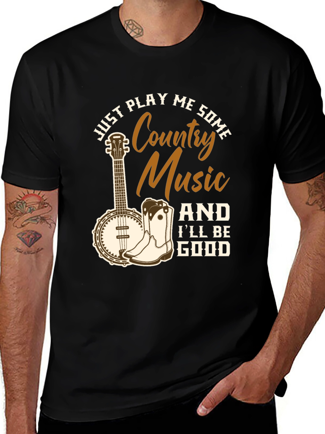 Variant 26 of Country Music Graphic T-Shirt - Black