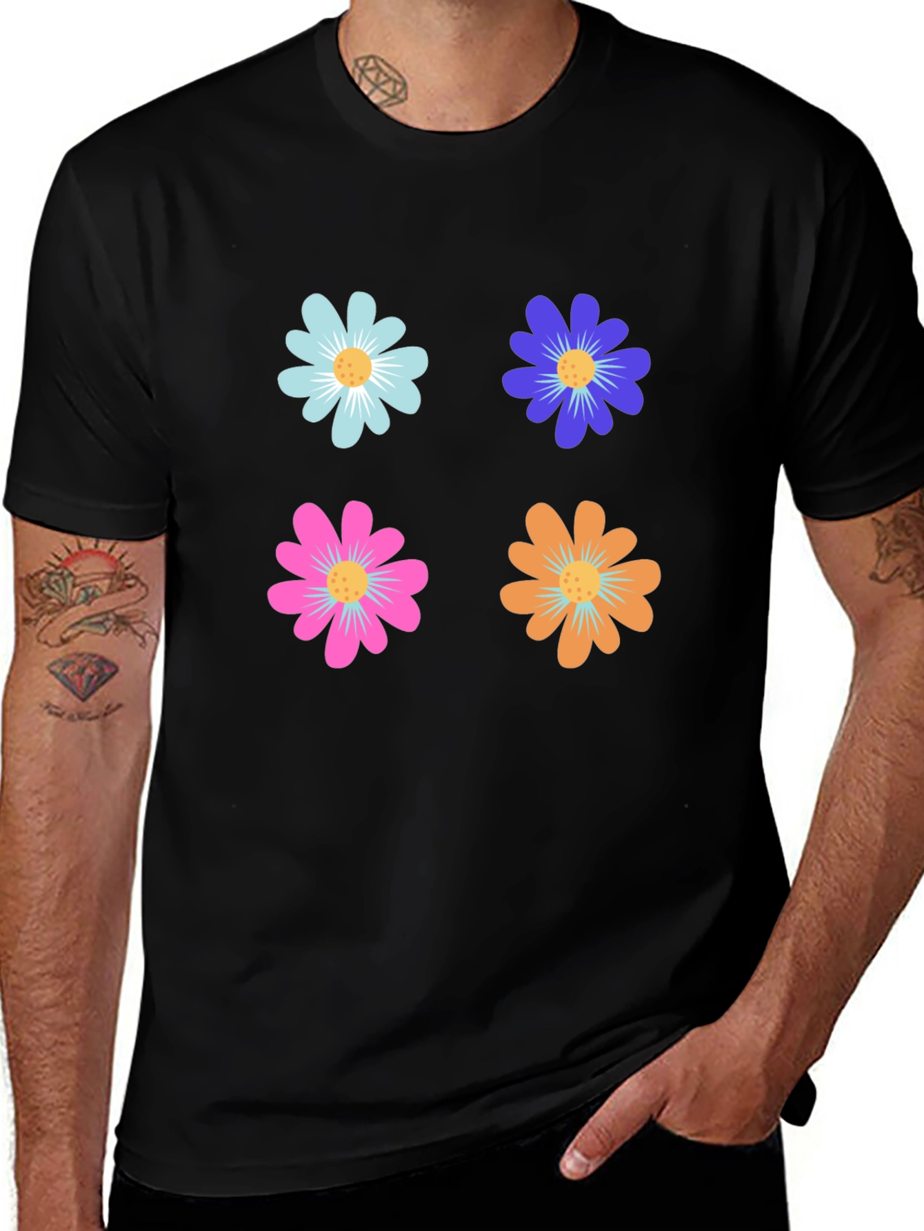 Variant 28 of Floral Power T-Shirt - Retro Flower Design
